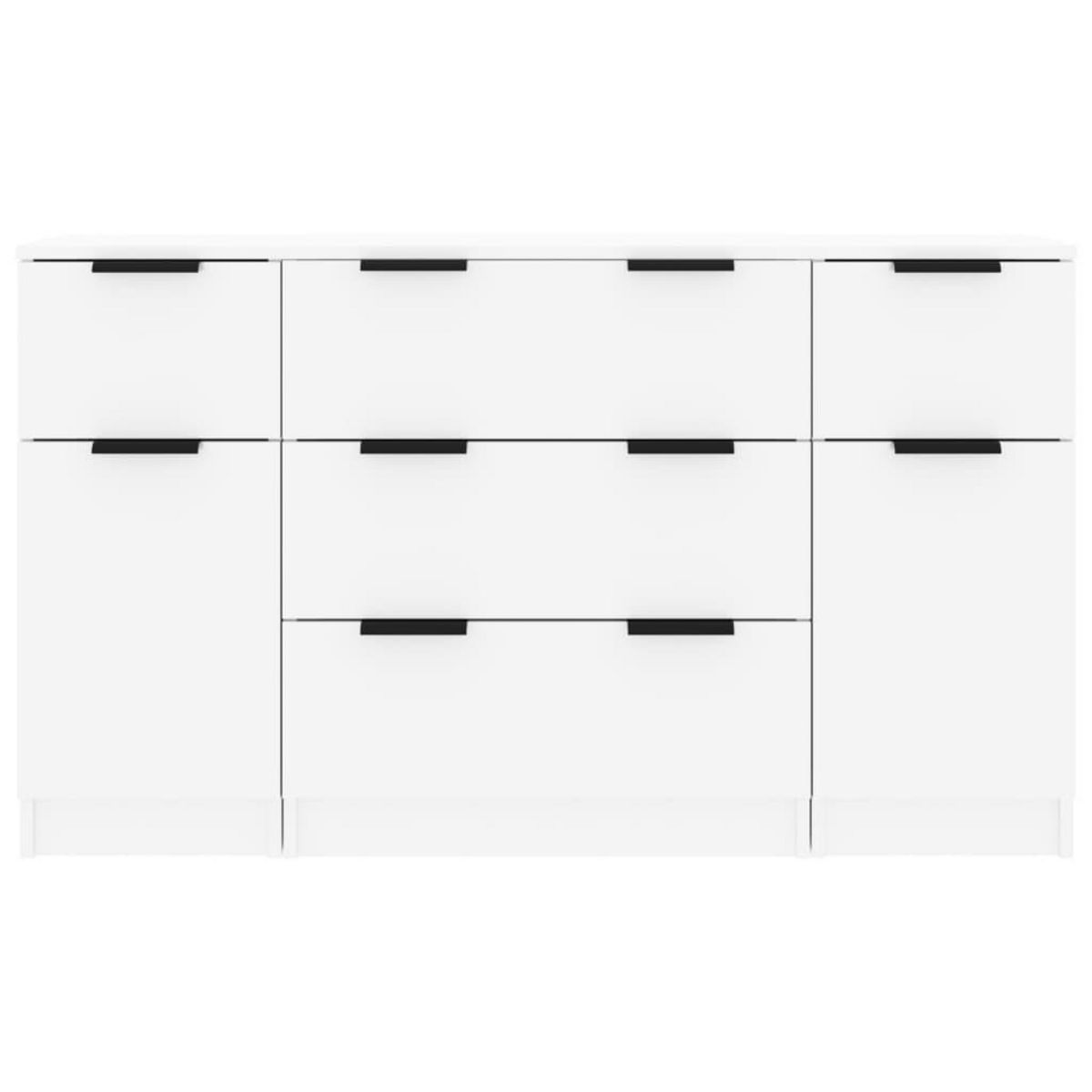 VIDAXL Ensemble de buffets 3 pcs Blanc brillant Bois d'ingenierie