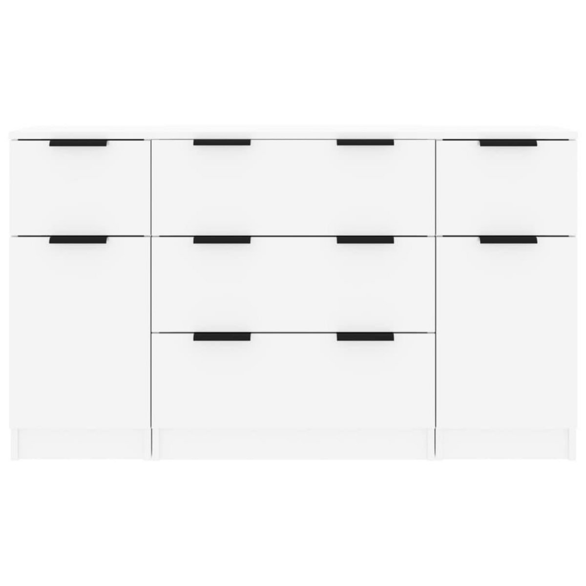VIDAXL Ensemble de buffets 3 pcs Blanc brillant Bois d'ingenierie