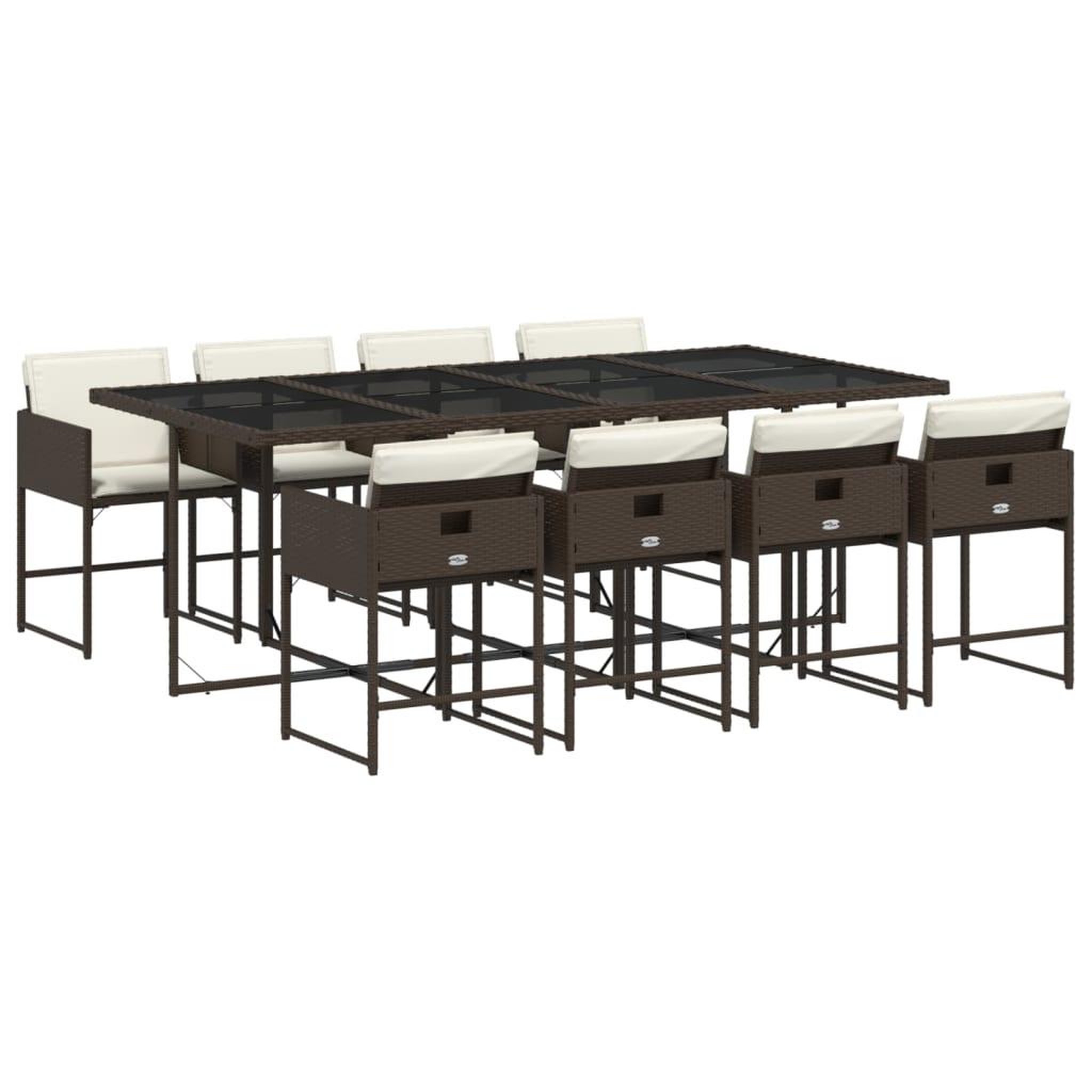 Voir la diapositive 2 : VIDAXL Ensemble a manger de jardin et coussins 9 pcs marron poly rotin