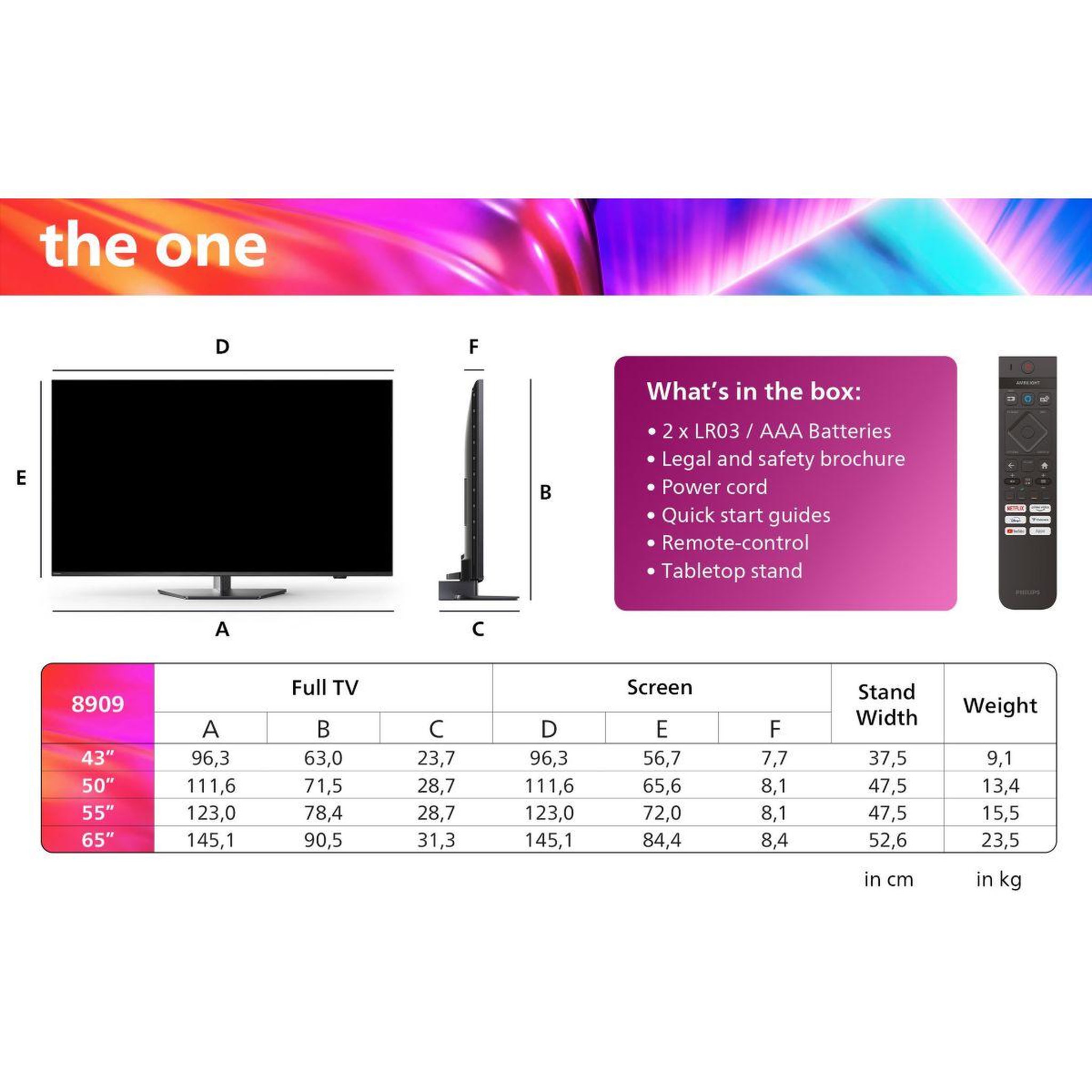 Voir la diapositive 3 : Philips TV LED 43PUS8909 The One Ambilight 144Hz 2024