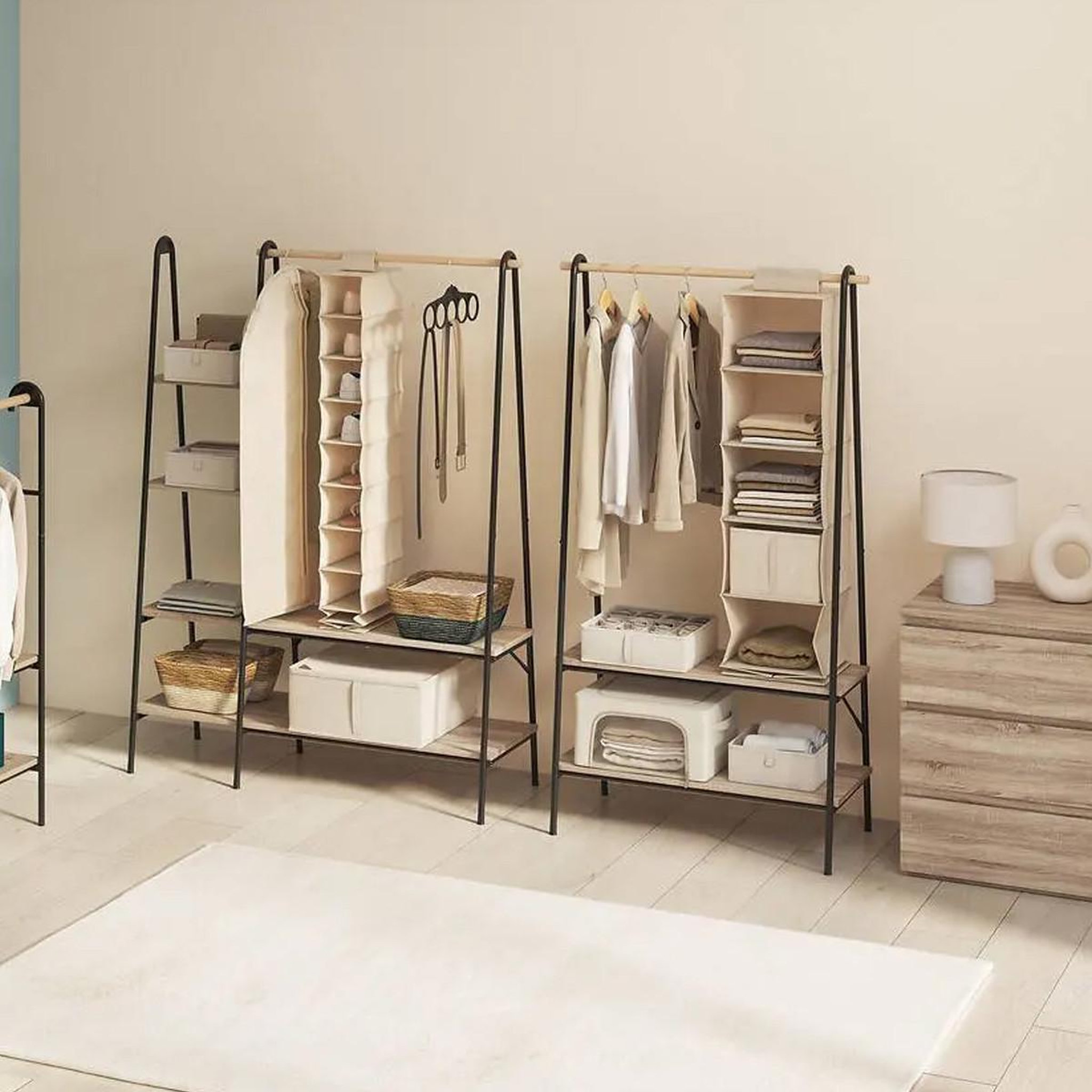 Voir la diapositive 4 : ATMOSPHERA Penderie portant à vêtements modèle Jano - H. 165 cm