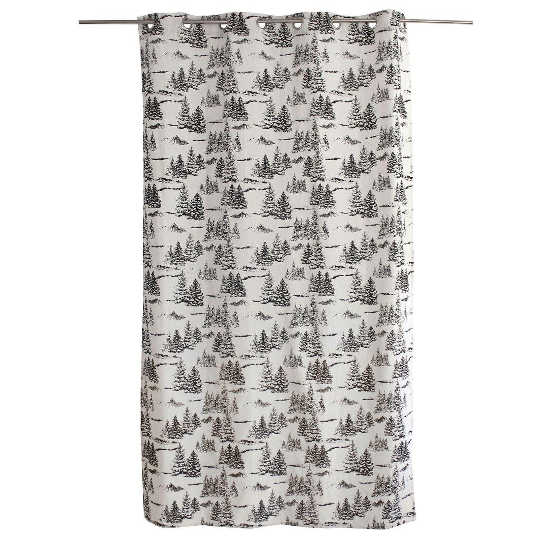 Voir la diapositive 5 : ENJOY HOME Rideau de noël à œillets  ebène  140x240cm écru & anthracite