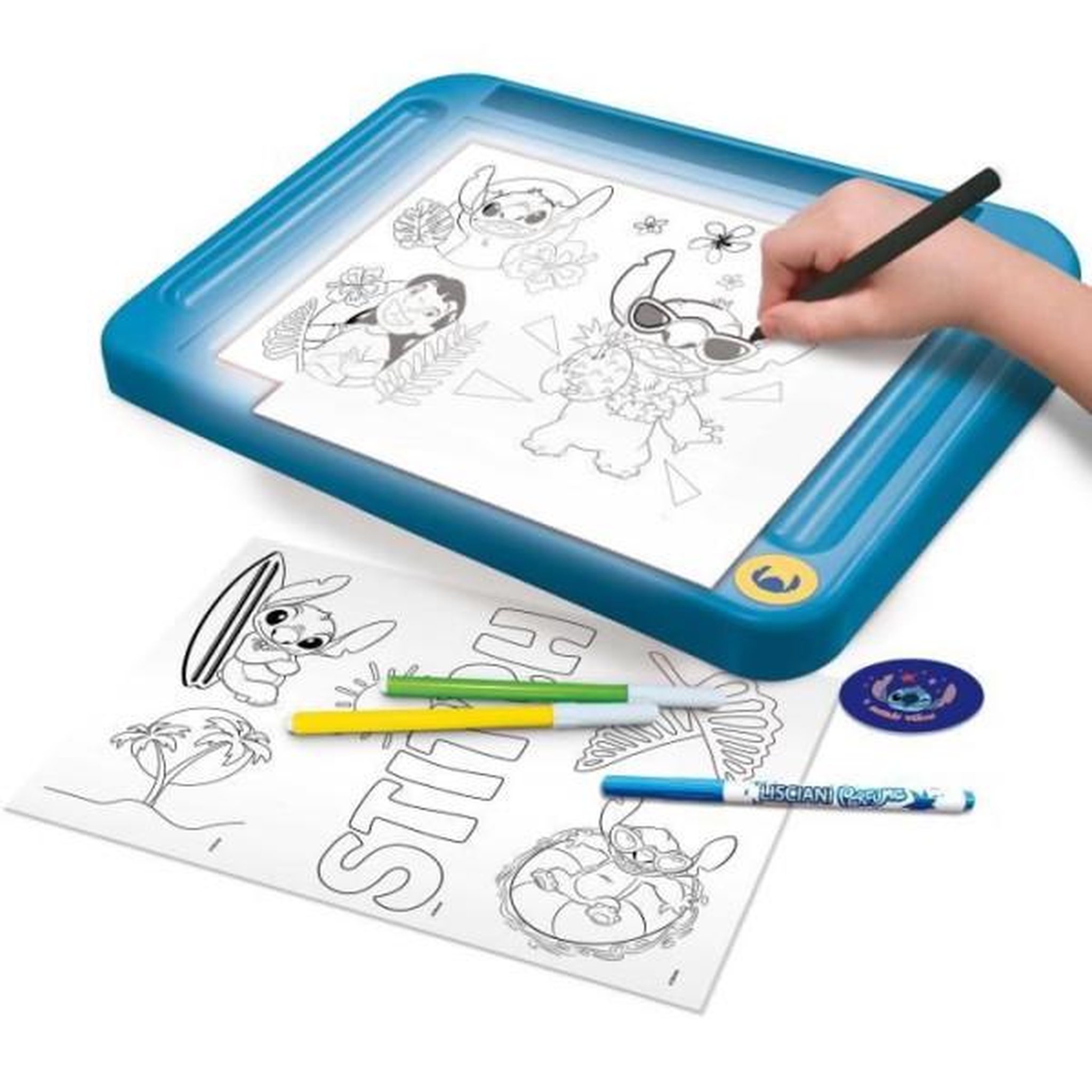Voir la diapositive 5 : LISCIANI GIOCHI Kit de dessin - LISCIANIGIOCHI - STITCH - Table lumineuse - Modeles, Feutres