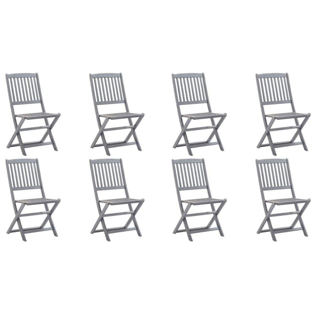 VIDAXL Chaises pliables d'exterieur lot de 8 et coussins Bois d'acacia