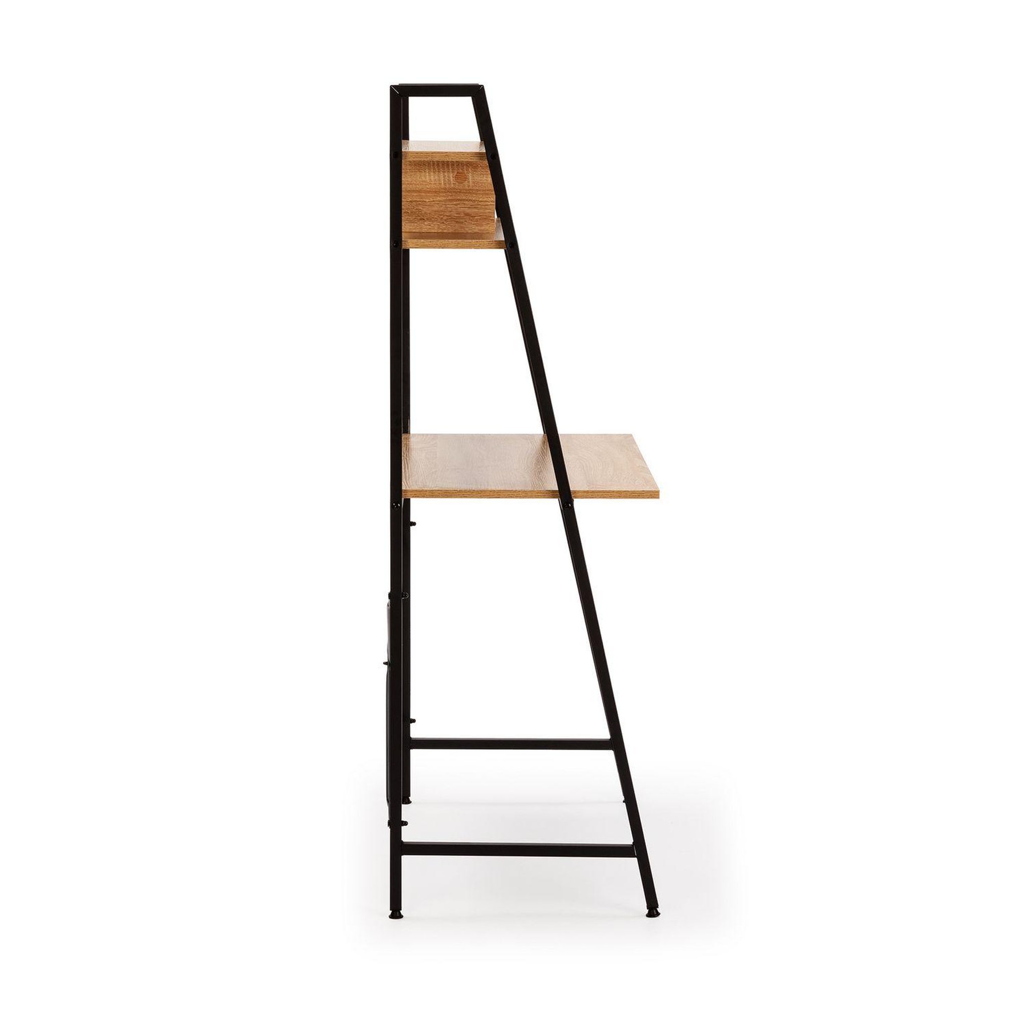 Voir la diapositive 3 : VS VENTA-STOCK Bureau Blanca noir, 1 étagère, style industriel, 83 cm longueur