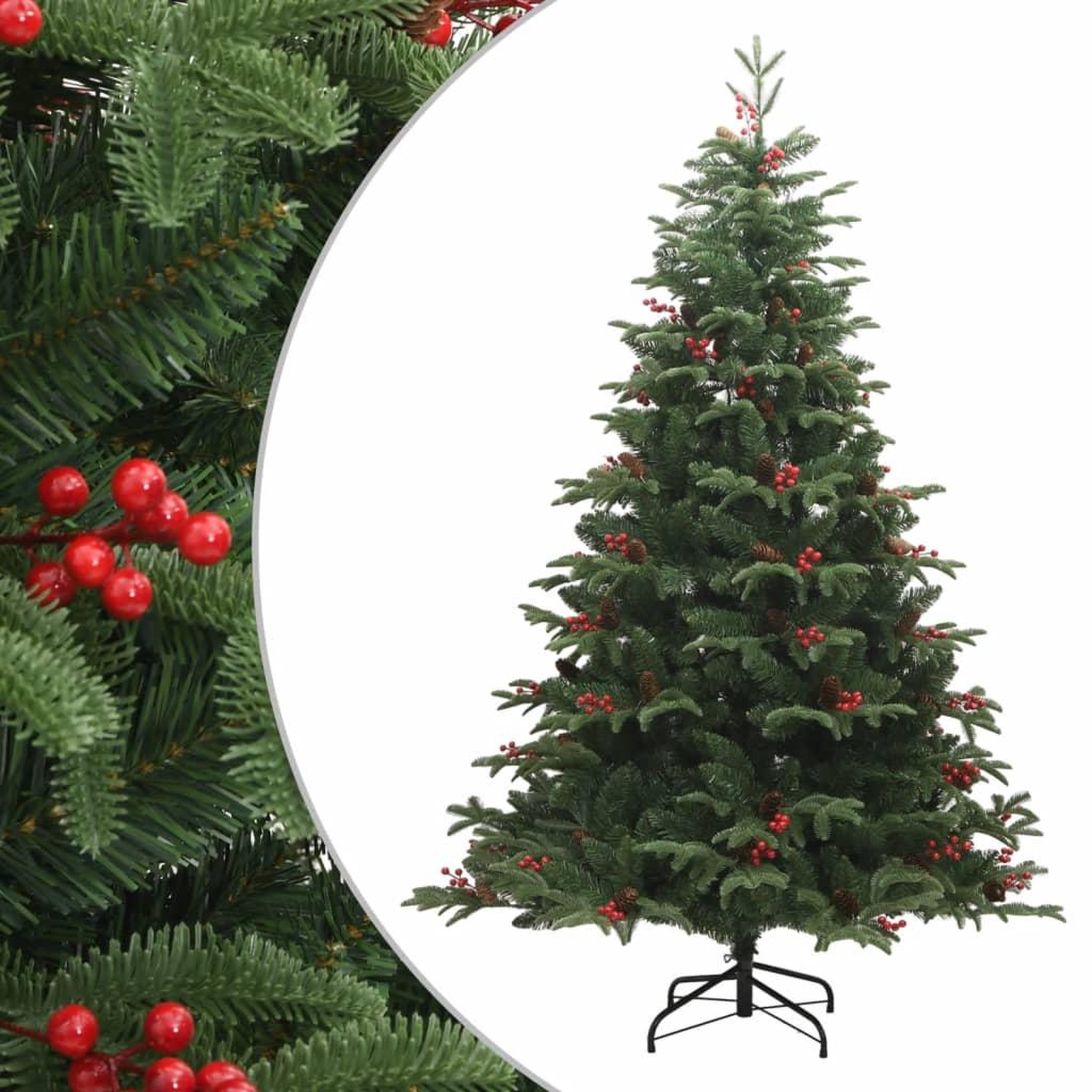 VIDAXL Sapin de Noël artificiel avec pommes de pin et baies 210 cm