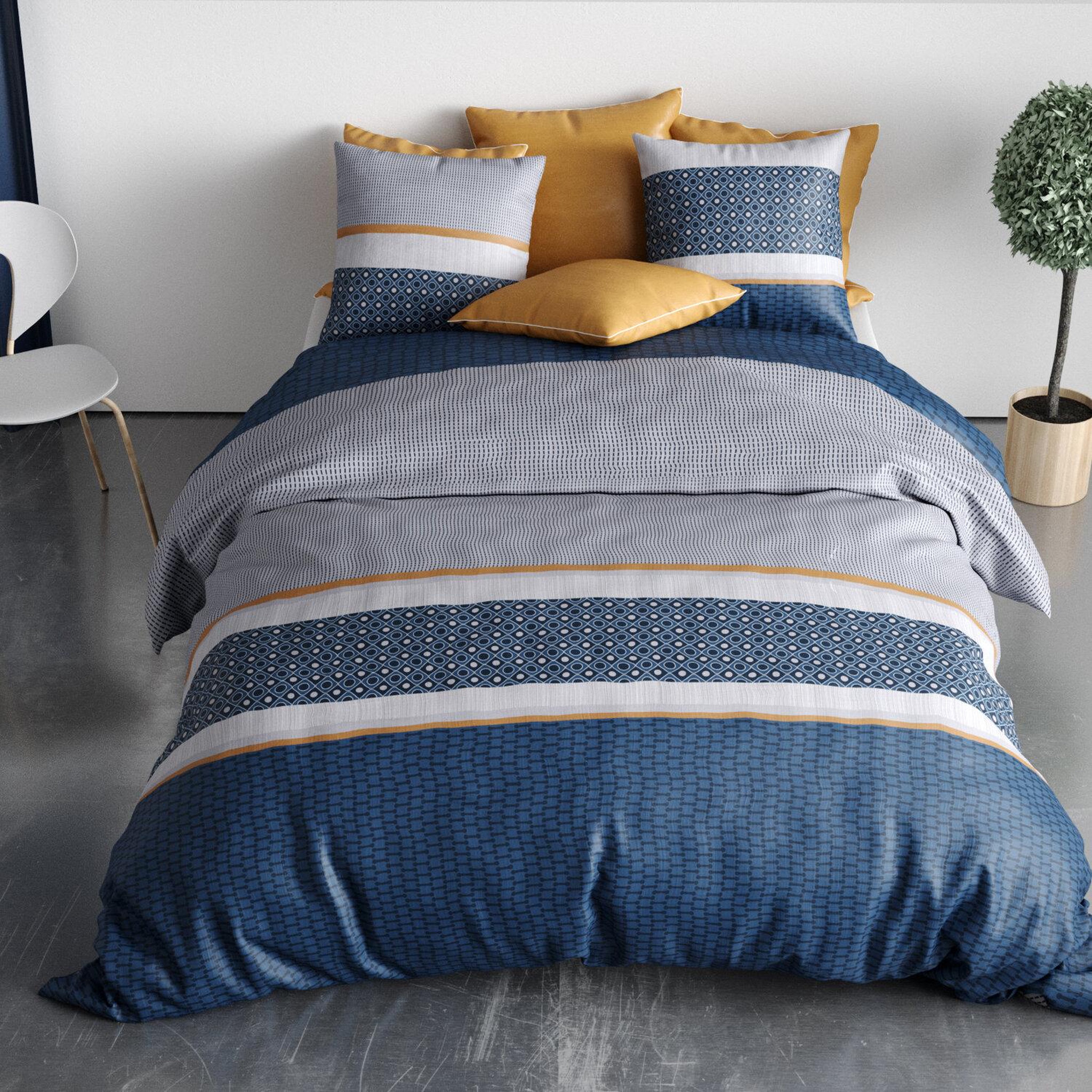 Voir la diapositive 4 : ATELIER DU COTON Parure housse de couette 100% coton 57 fils zante