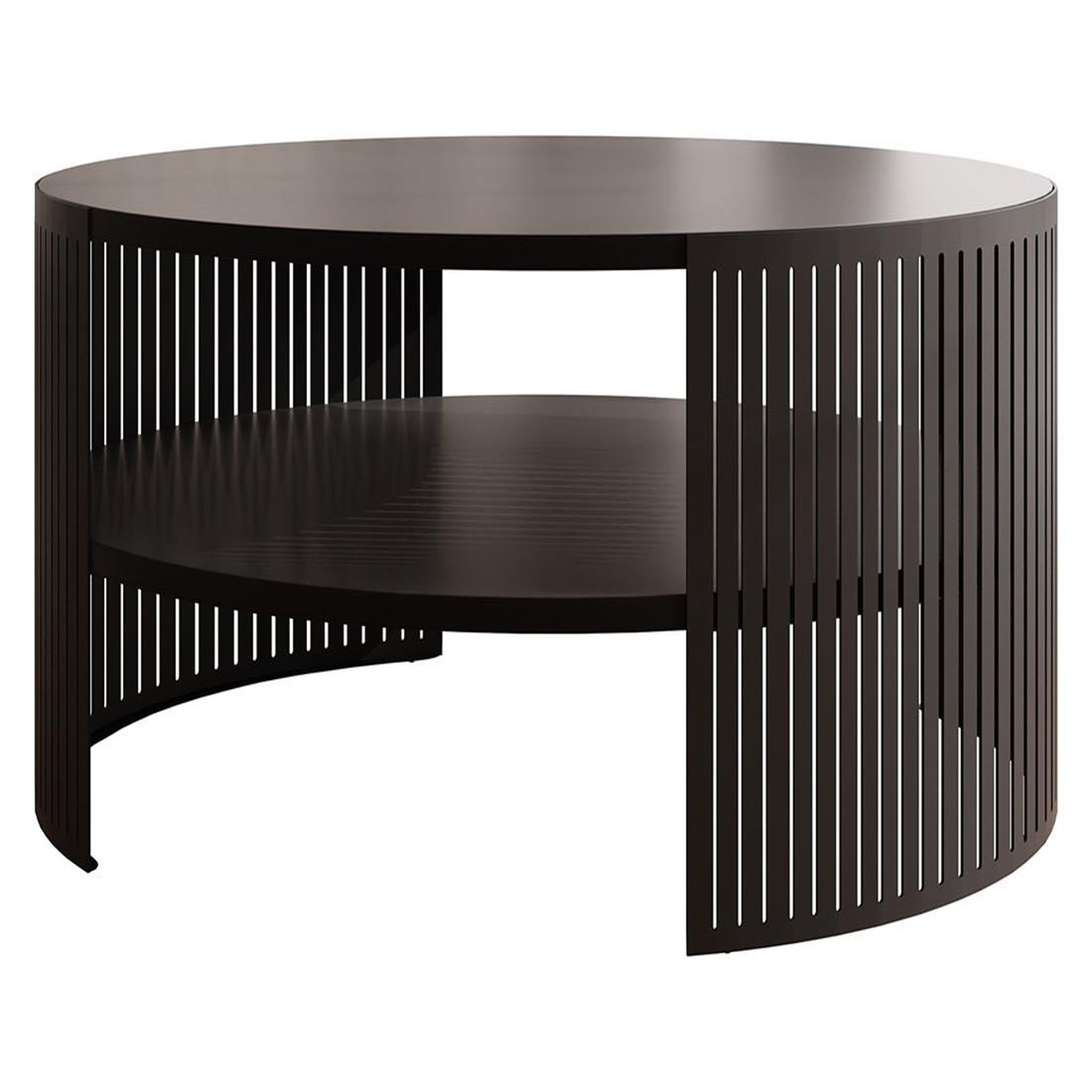 Voir la diapositive 1 : BEST MOBILIER Cruz - table basse ronde - noir - 1 niche - 75 cm