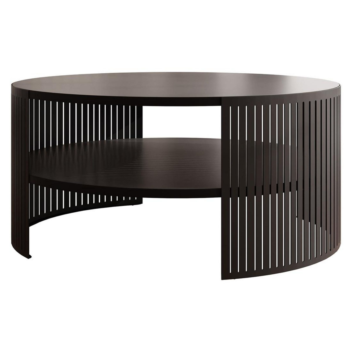 BEST MOBILIER Cruz - table basse ronde - noir - 1 niche - 75 cm