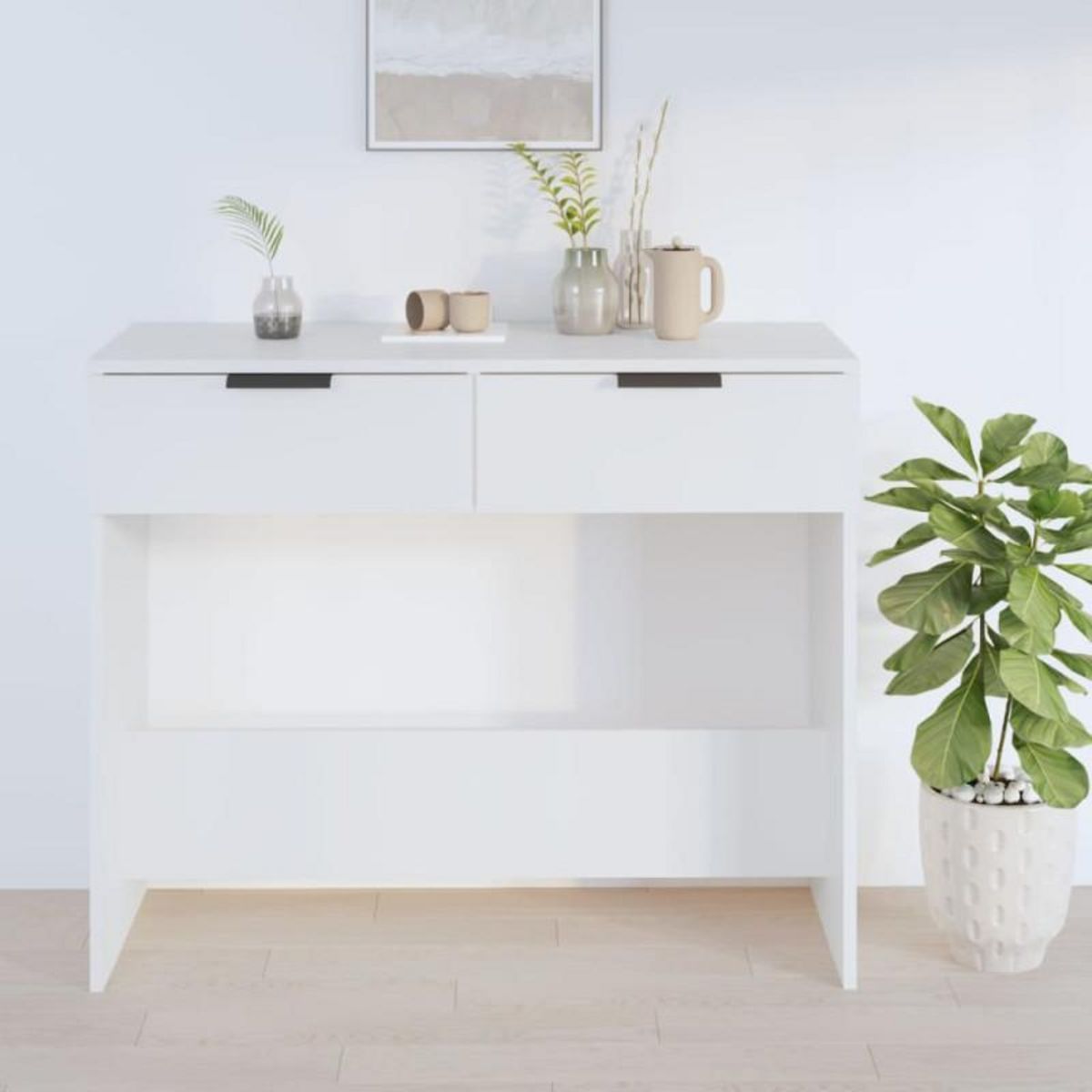 VIDAXL Table console Blanc 90x36x75 cm Bois d ingénierie