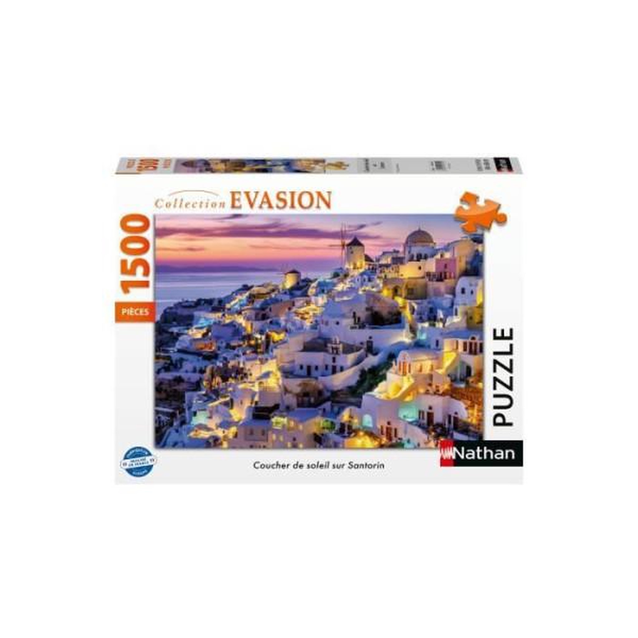 Voir la diapositive 3 : RAVENSBURGER Puzzle 1500 pieces coucher de soleil sur santorin, adultes et enfants des 14 ans, collection évasion, 12001532, nathan