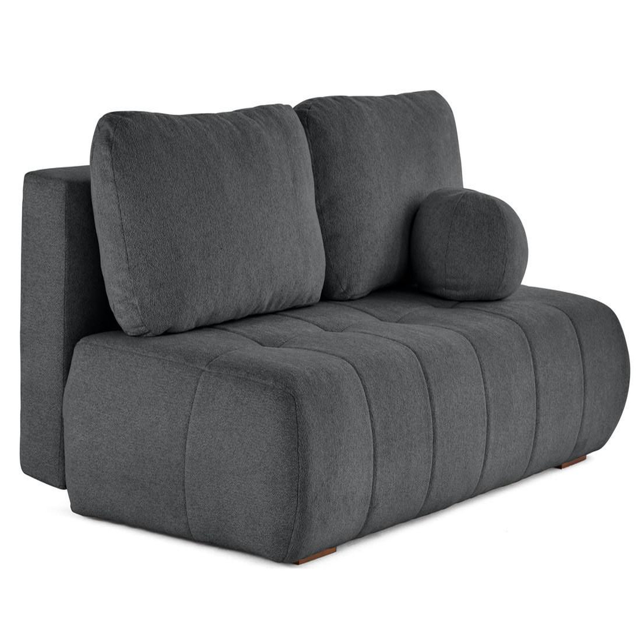 Voir la diapositive 4 : BEST MOBILIER Bowie - canapé 3 places convertible coffre + coussin rond inclus en tissu texturé