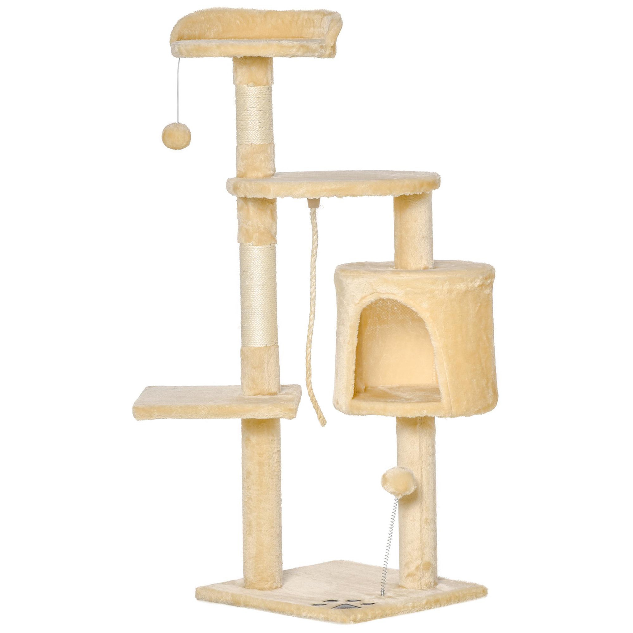 Voir la diapositive 1 : PAWHUT Arbre à chats multi-équipements griffoirs grattoirs plateformes niche corde jouets 40L x 40l x 114H cm beige