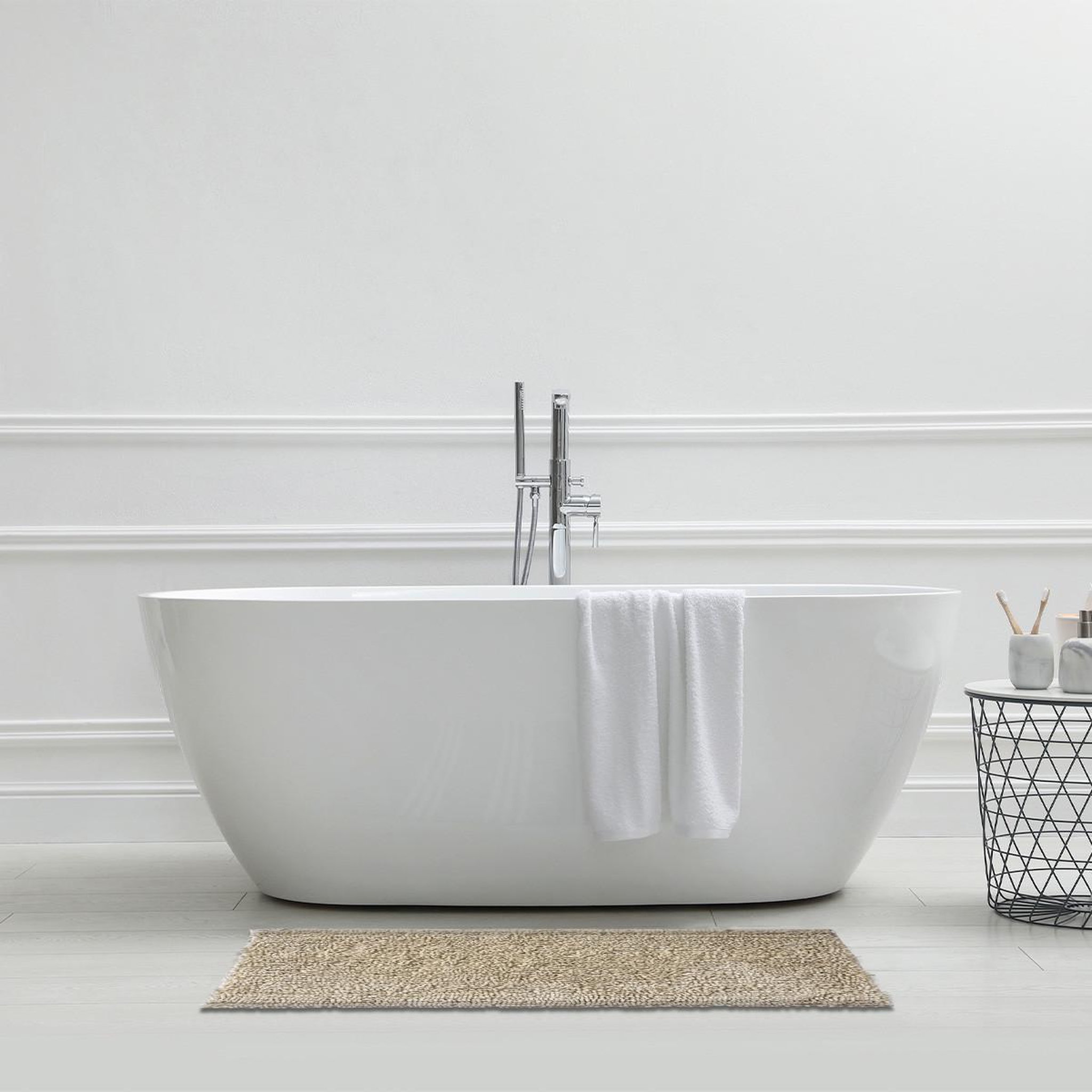 Voir la diapositive 2 : GUY LEVASSEUR Tapis de bain chenille fil doré 60x120cm