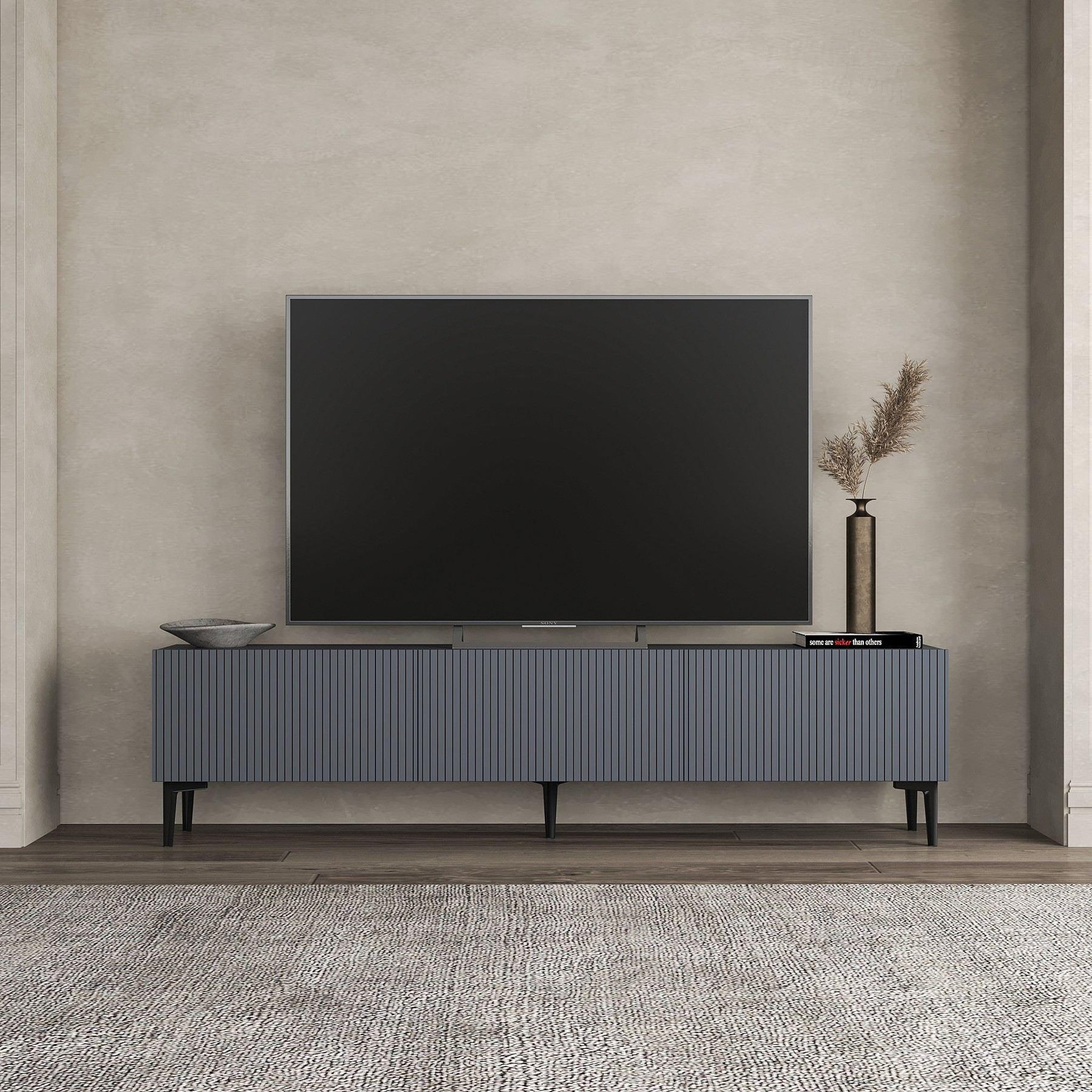 Voir la diapositive 3 : Habitat et Jardin Meuble tv en bois  oscar  - 180 x 31 x 45 cm - gris anthracite