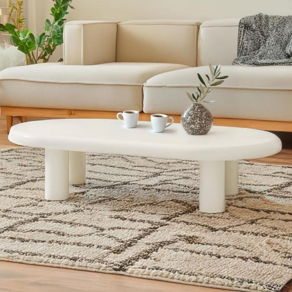 Paris Prix Table Basse Ovale  Emory  160cm Crème