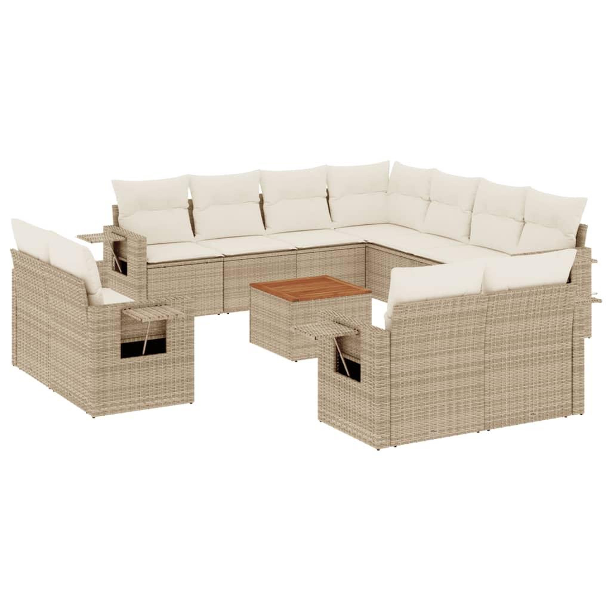 Voir la diapositive 2 : VIDAXL Salon de jardin avec coussins 12 pcs beige resine tressee