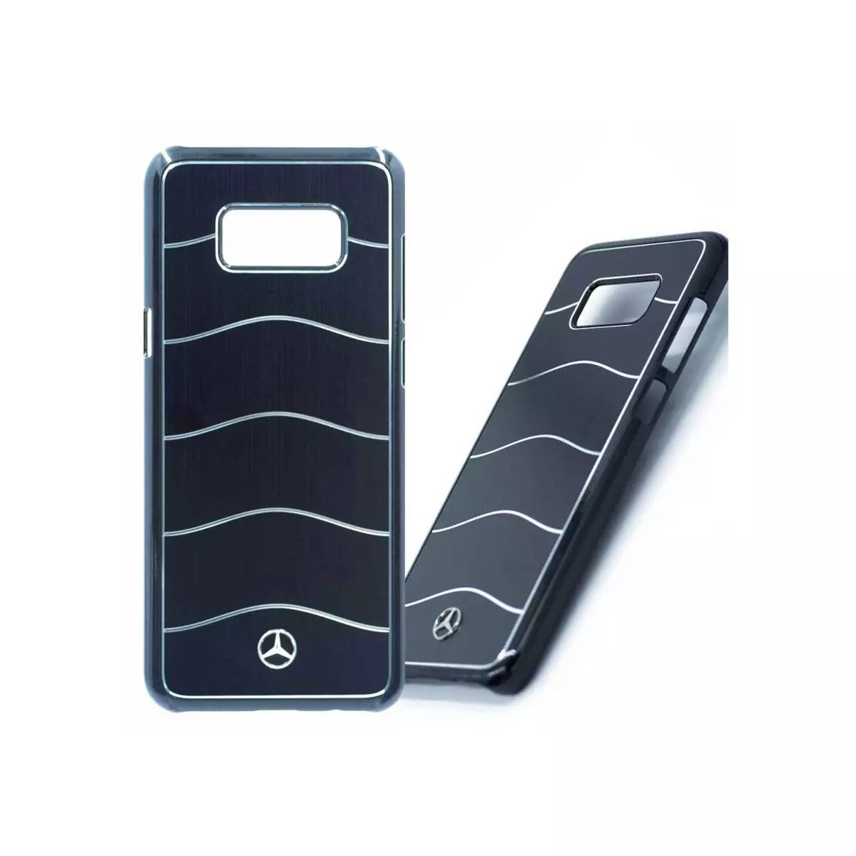 MERCEDES Coque Galaxy S8+ logo Mercedes métal brossé noir