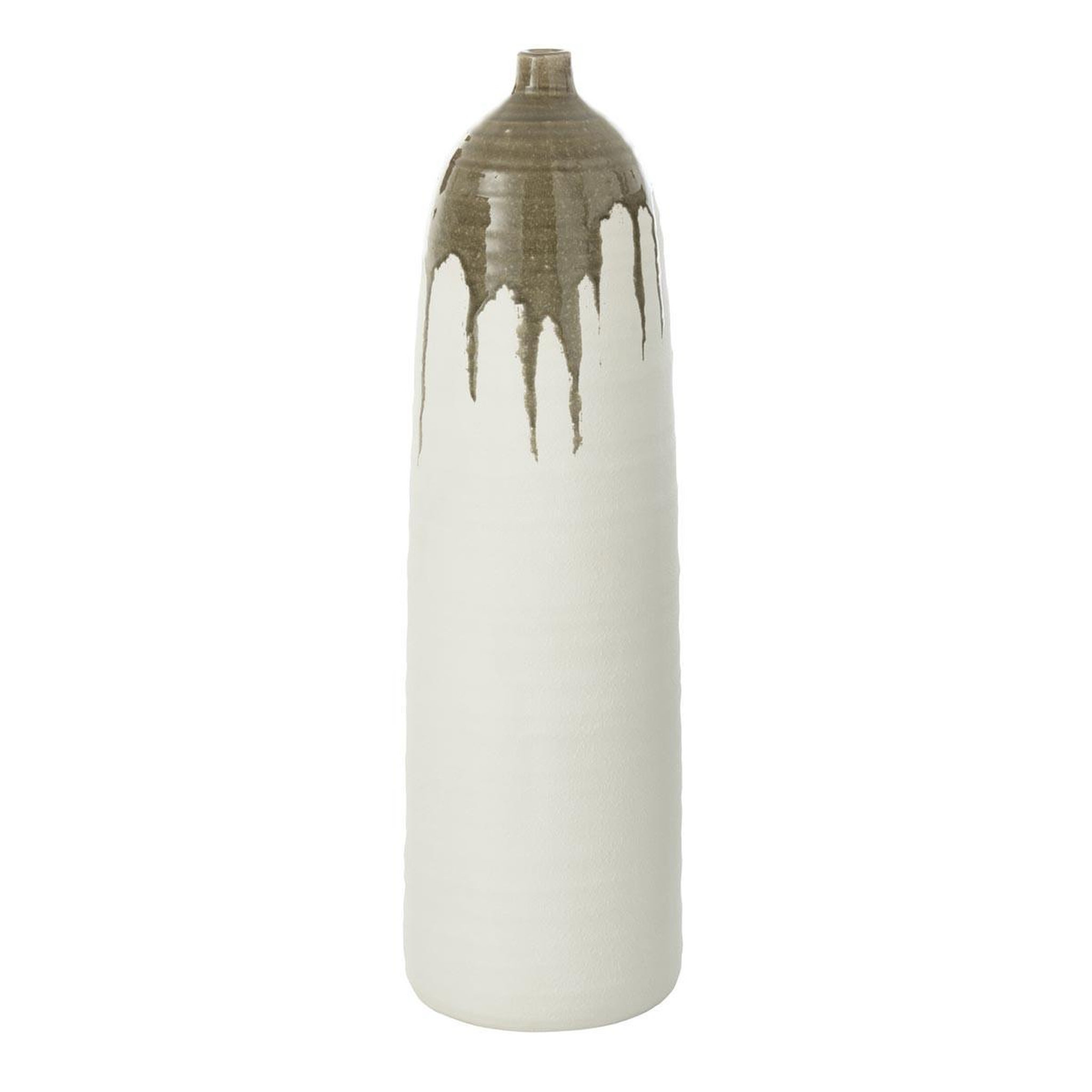 J-LINE Vase bouteille en argile  olea  67cm blanc & vert