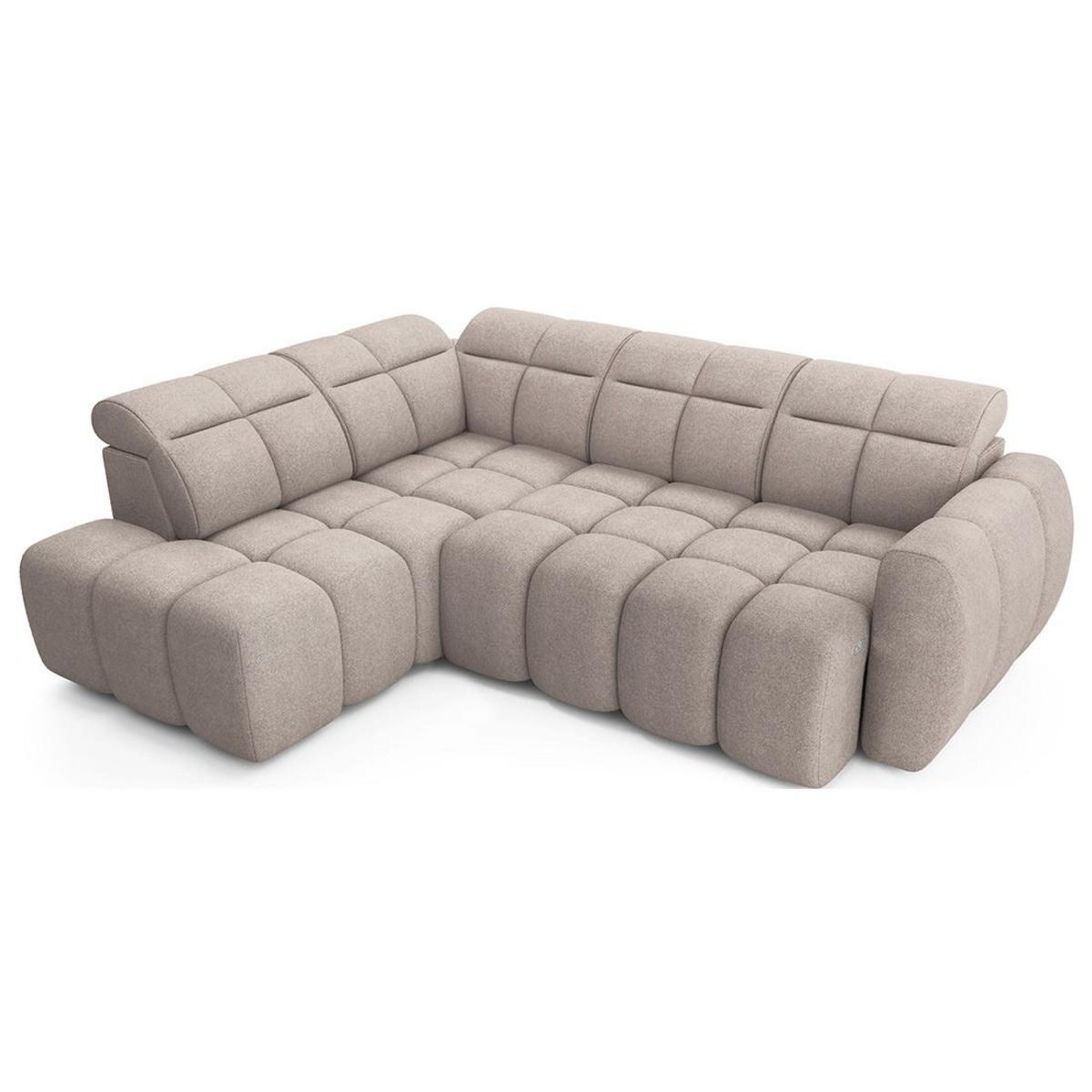 BEST MOBILIER Basile - canapé d'angle gauche 4 places assise extensible électrique avec coffre en tissu texturé