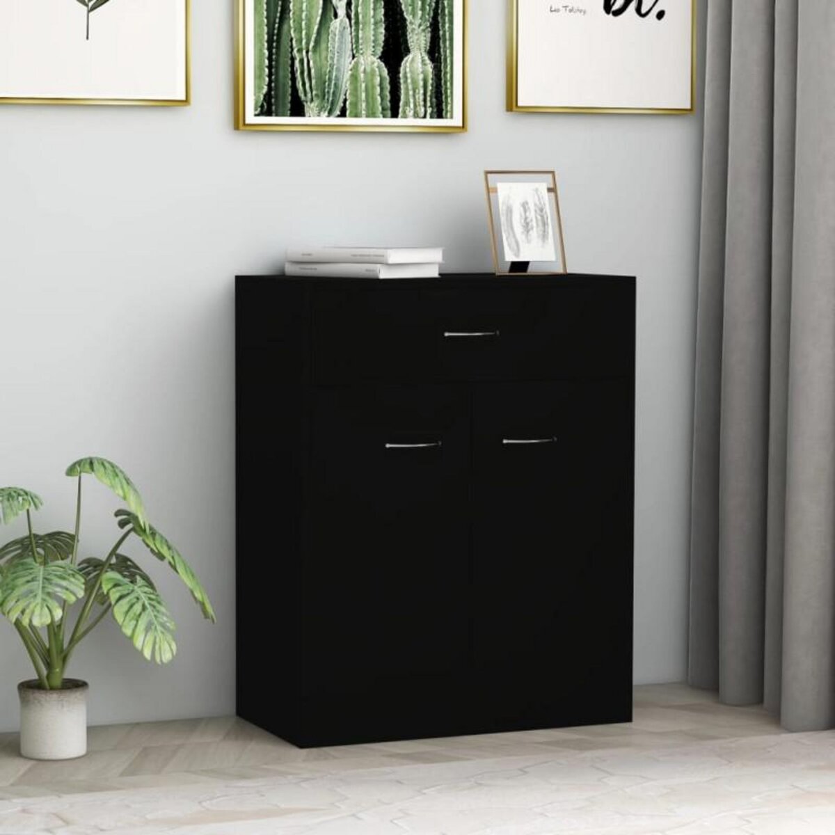 VIDAXL Buffet noir 60x30x75 cm bois d ingénierie