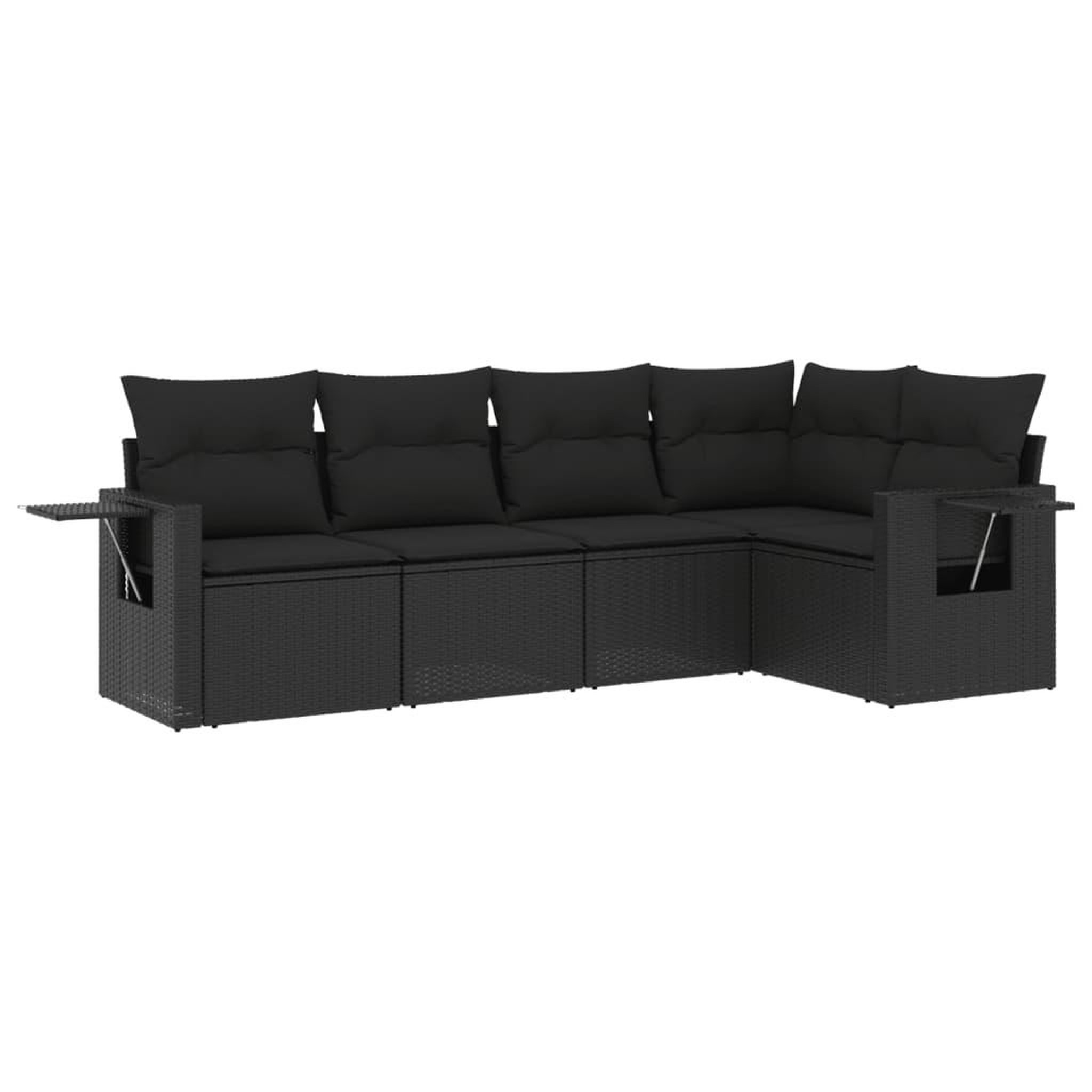 Voir la diapositive 2 : VIDAXL Salon de jardin 5 pcs avec coussins noir resine tressee