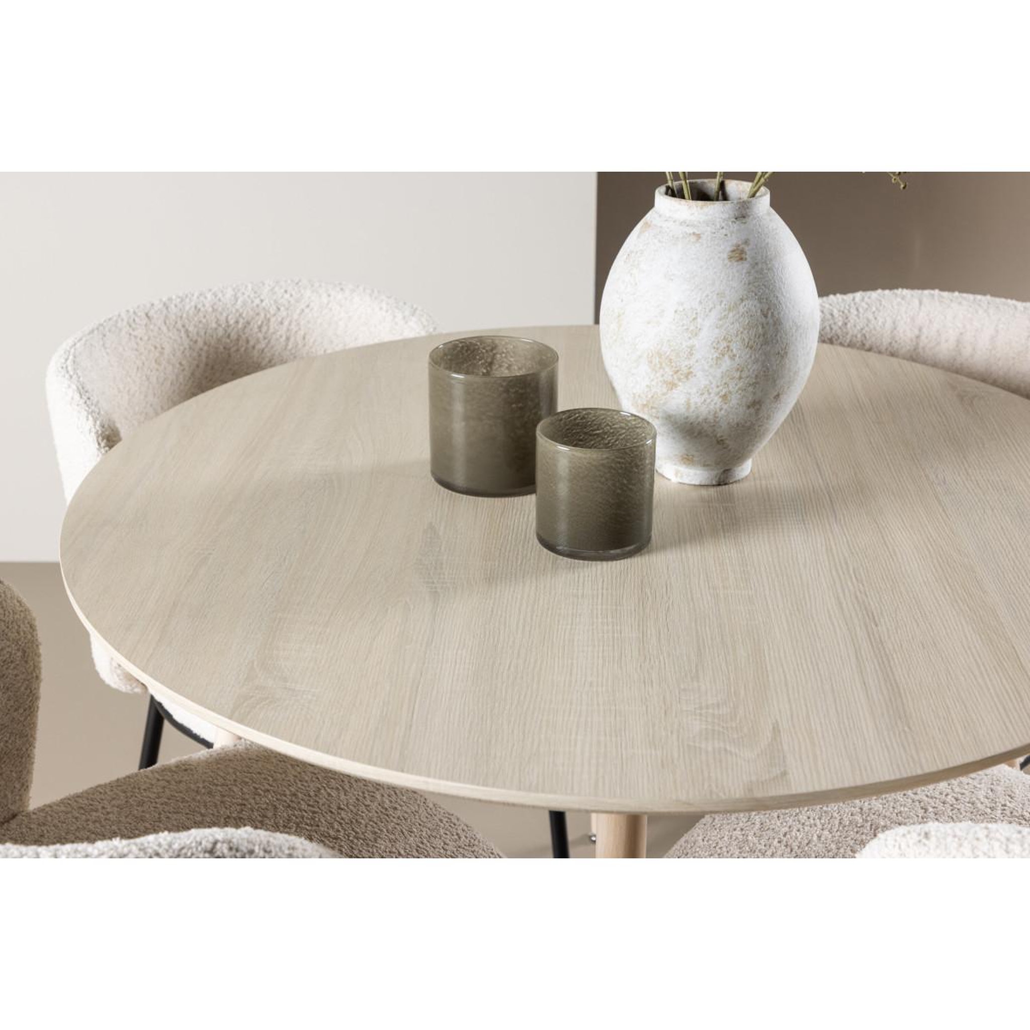 Voir la diapositive 5 : Paris Prix Ensemble table à manger & 4 chaises  plaza & agnes  100cm naturel & blanc
