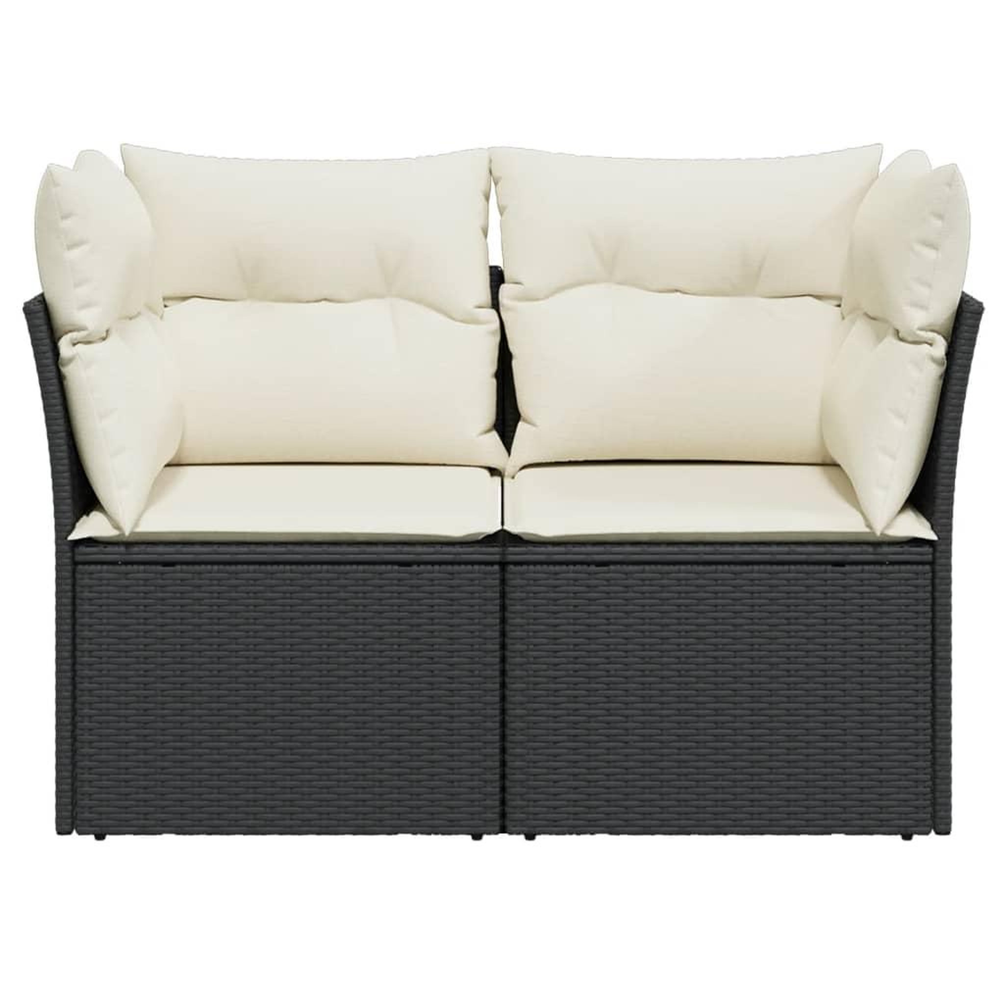 Voir la diapositive 4 : VIDAXL Canape de jardin avec coussins 2 places noir resine tressee