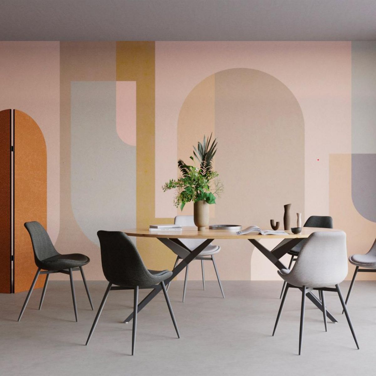 Rendez vous déco Lot de 2 chaises en tissu gris foncé chiné et pieds en métal - Filipi