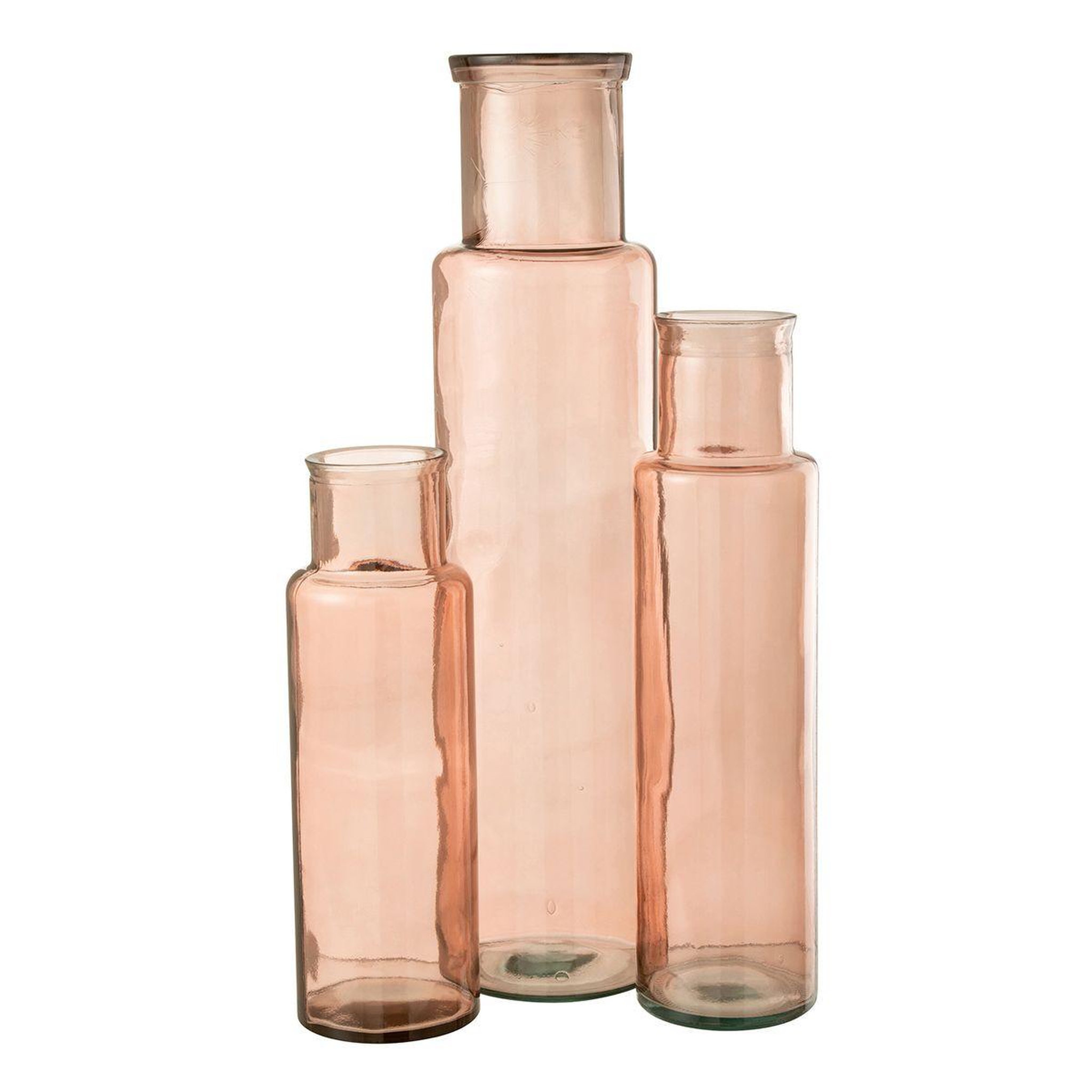 Voir la diapositive 2 : J-LINE Vase en verre  bouteille  54cm rose