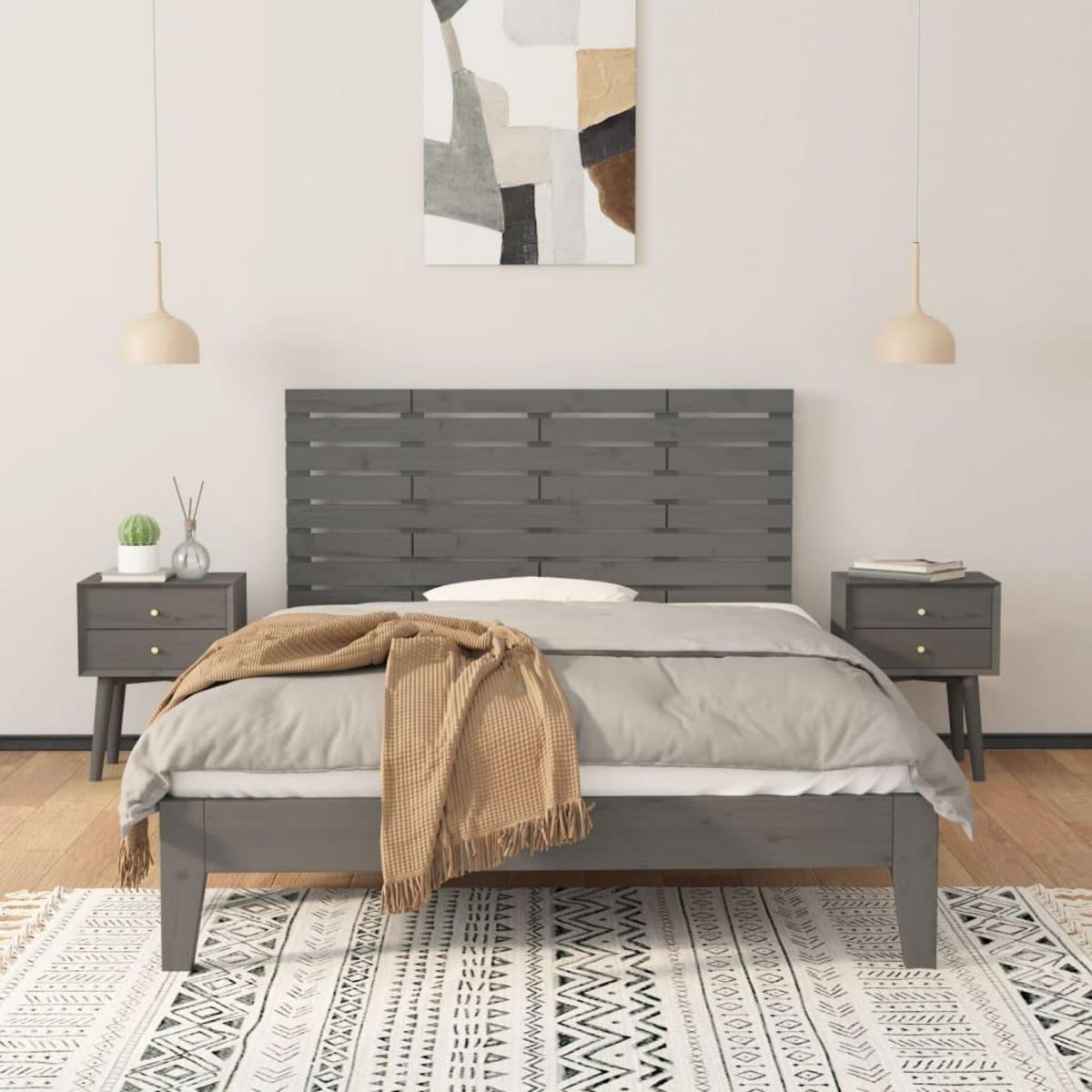 VIDAXL Tete de lit murale Gris 156x3x63 cm Bois massif de pin