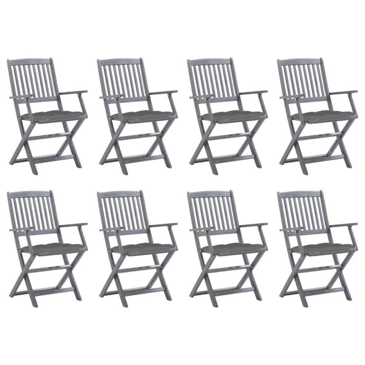 VIDAXL Chaises pliables d'exterieur lot de 8 et coussins Bois d'acacia