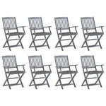 VIDAXL Chaises pliables d'exterieur lot de 8 et coussins Bois d'acacia