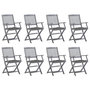 Voir la diapositive 1 : VIDAXL Chaises pliables d'exterieur lot de 8 et coussins Bois d'acacia