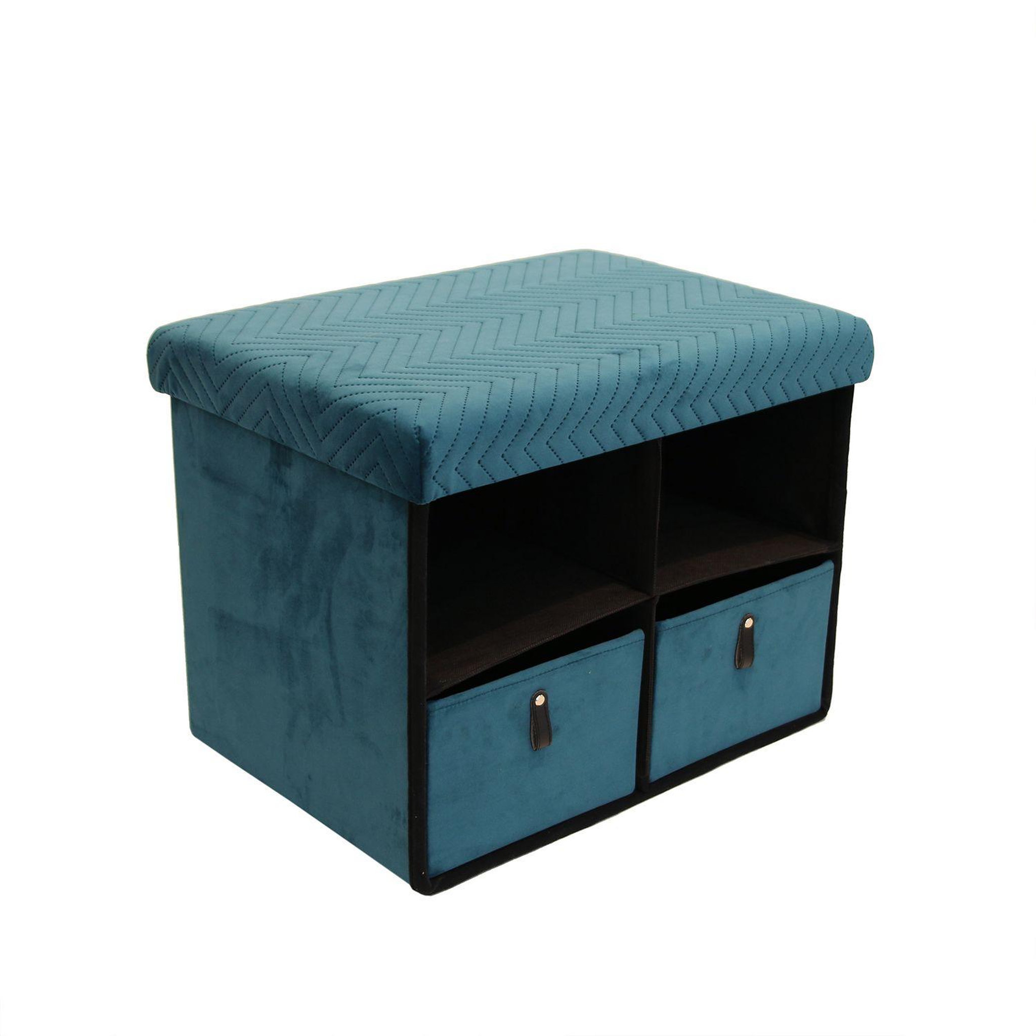 The Home Deco Factory Banc de rangement pliable design velours meli. Coloris disponibles : Gris