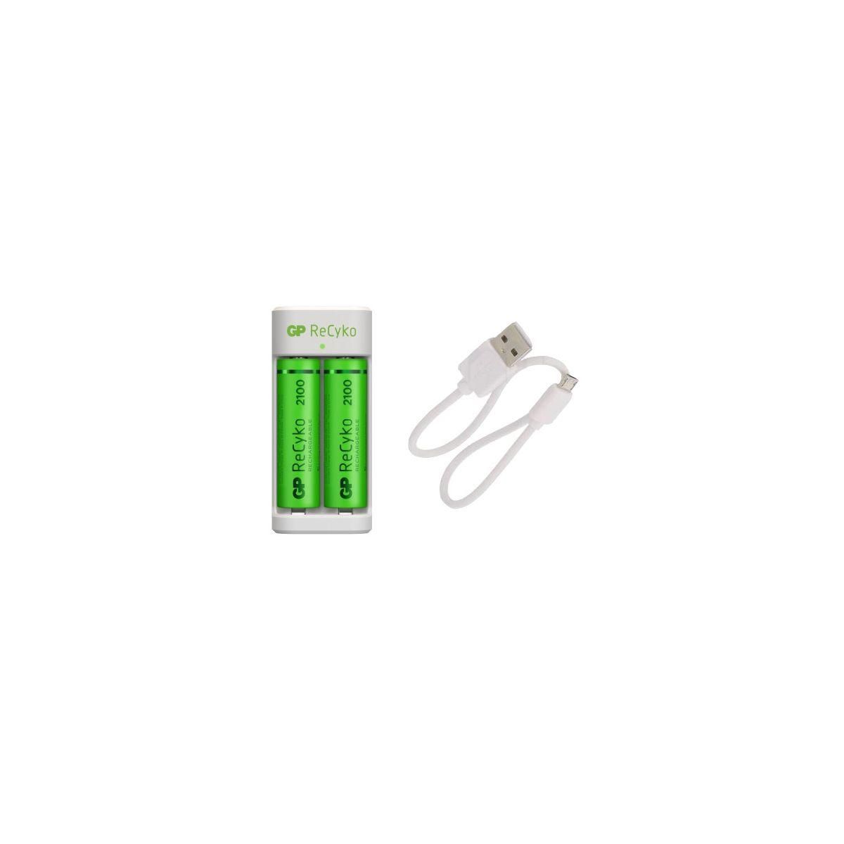 GP BATTERIES Chargeur secteur E211 2100 mAh + 2 Accus AA