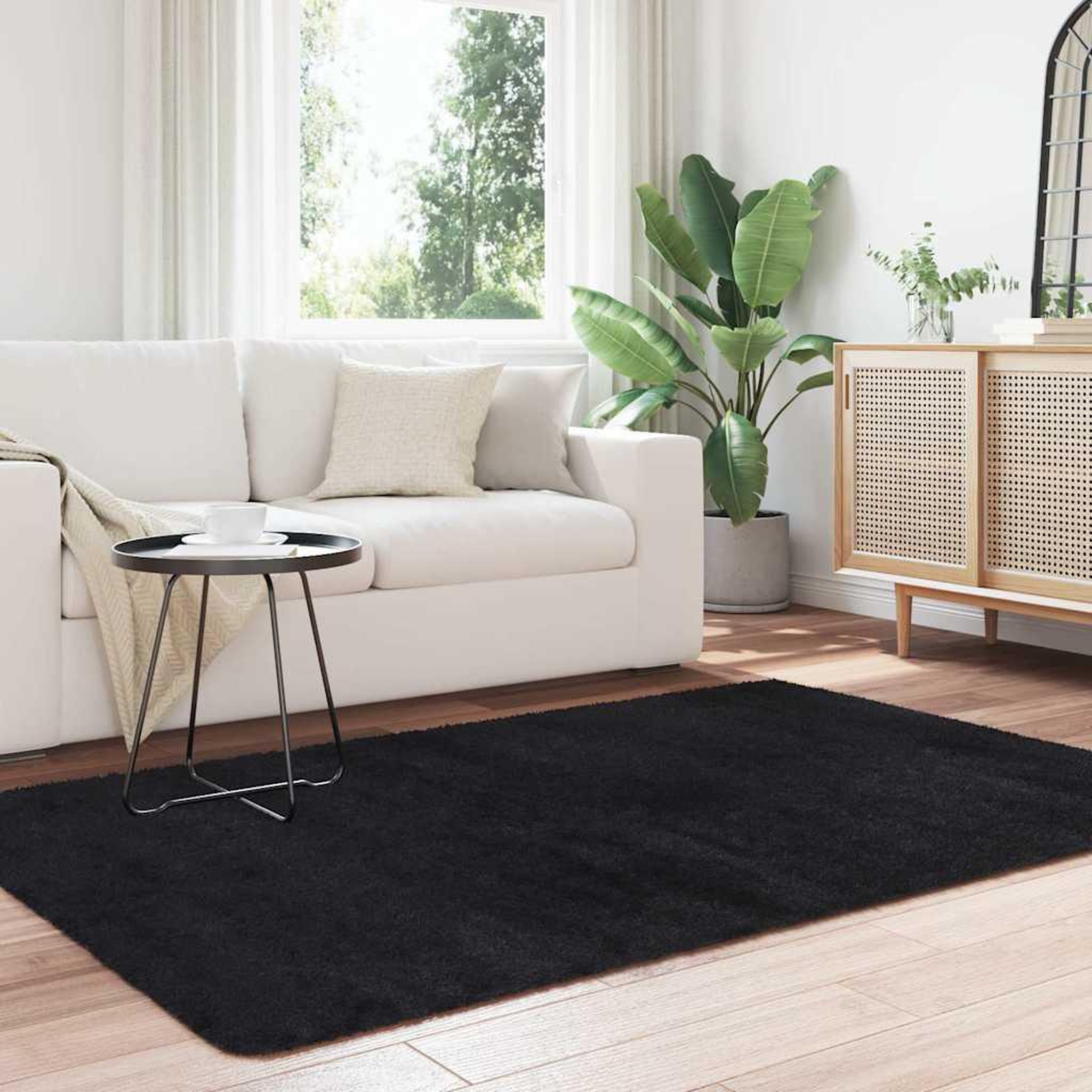 Voir la diapositive 3 : VIDAXL Tapis Shaggy a poils longs NAVARRA noir 130x200 cm polyester