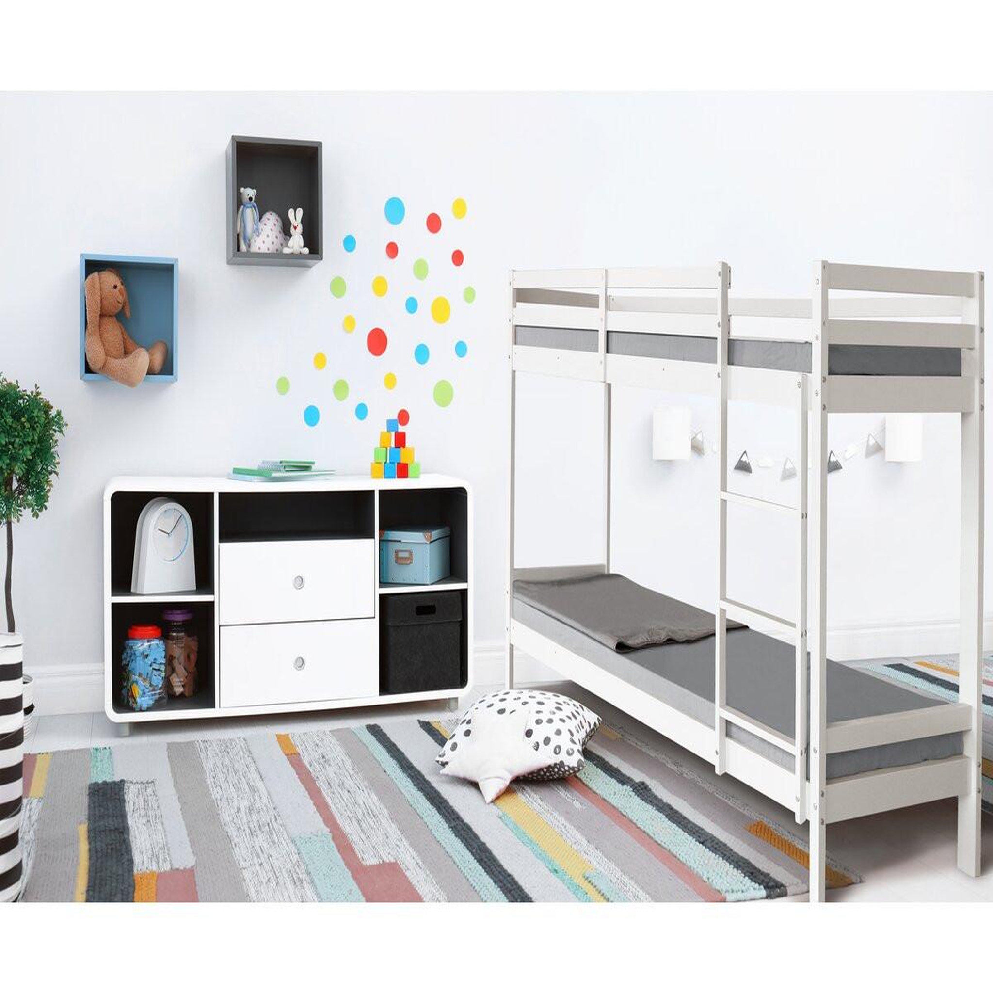 Voir la diapositive 2 : Habitat et Jardin Lit superposé bois enfant  lionel  90 x 190 cm - blanc
