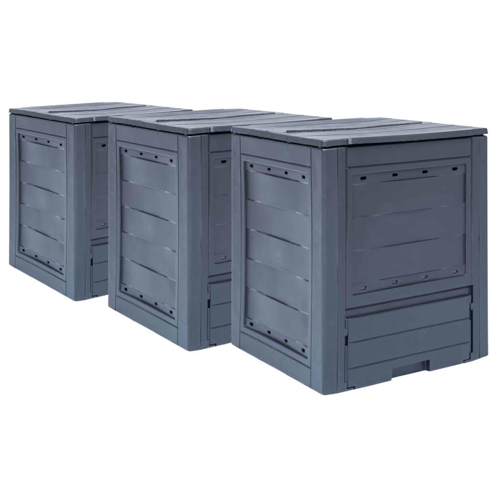 Voir la diapositive 1 : VIDAXL Composteurs de jardin 3 pcs Gris 60x60x73 cm 780 L