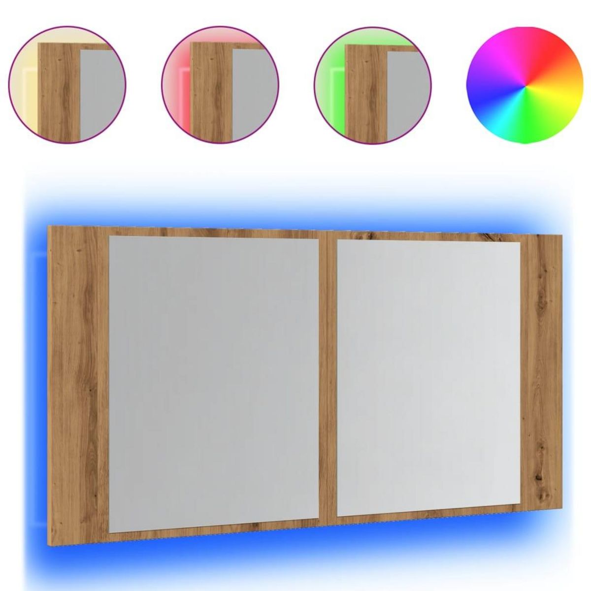 VIDAXL Armoire a miroir LED chene artisanal 90x12x45cm bois ingenierie