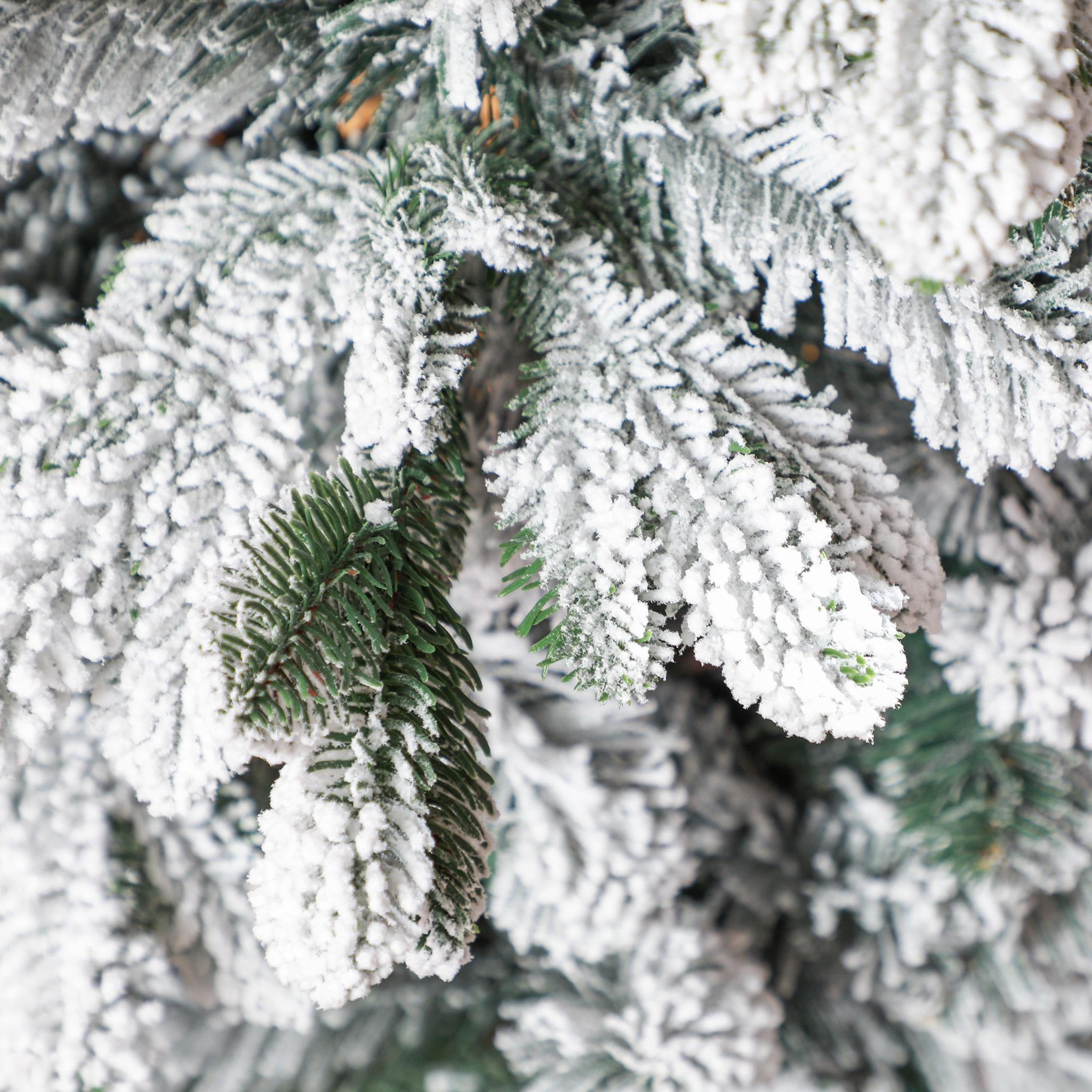 Voir la diapositive 5 : HOMCOM Sapin de Noël artificiel H.180 cm 1489 branches enneigées 33 pommes de pin métal PVC PE vert blanc