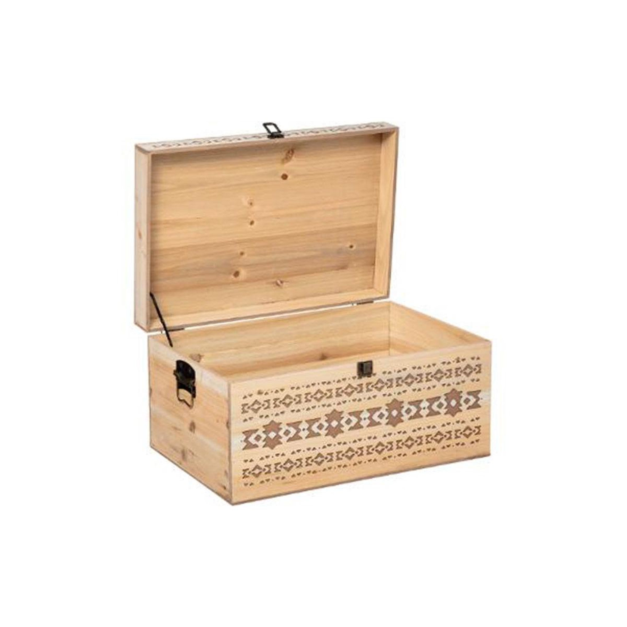 Voir la diapositive 5 : ATMOSPHERA Lot de 4 malles en bois  hacienda  58cm naturel