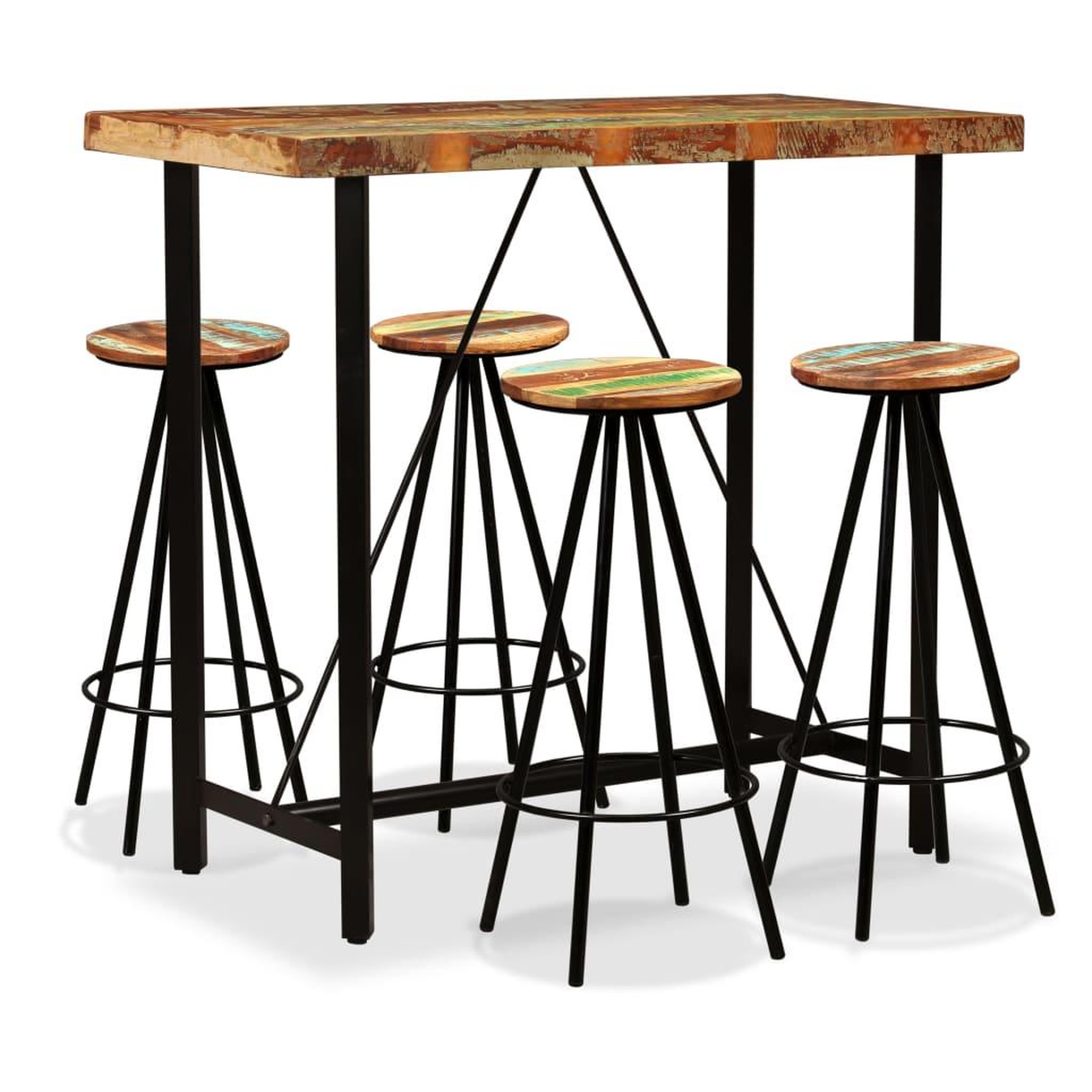 Voir la diapositive 1 : VIDAXL Ensemble de bar 5 pcs Bois de recuperation massif