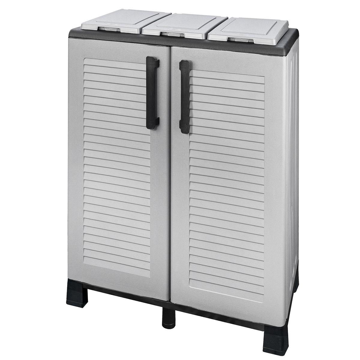 ART PLAST Abri Poubelles de Tri Sélectif 3 Sacs Recyclage Gestion des Déchets – Intérieur Extérieur 68 x 37 x 90 cm Art Plast