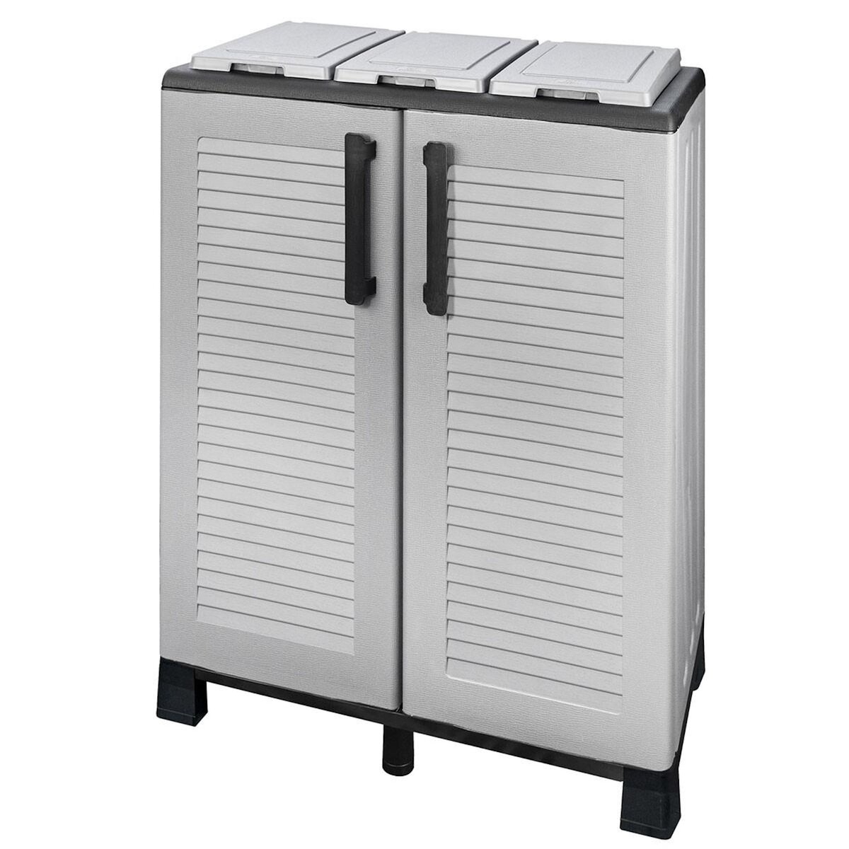 ART PLAST Abri Poubelles de Tri Sélectif 3 Sacs Recyclage Gestion des Déchets – Intérieur Extérieur 68 x 37 x 90 cm Art Plast