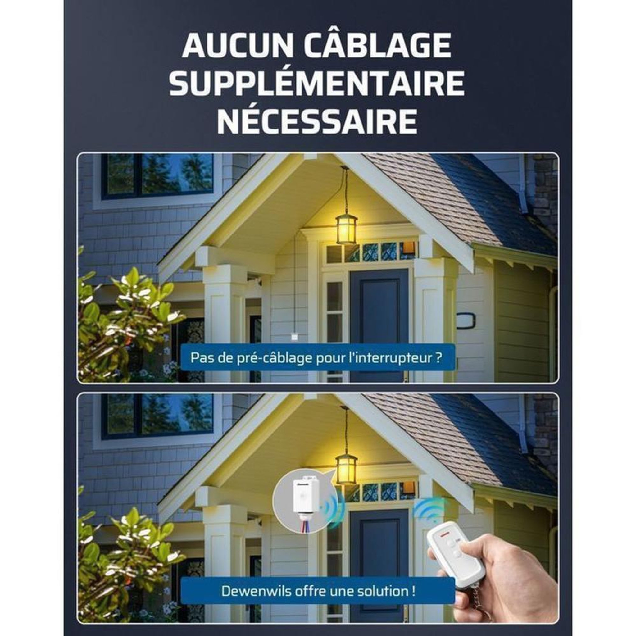 Voir la diapositive 2 : Interrupteur sans fil extérieur 433,92 MHz avec télécommande IP65 230 V 3000 W portée 30 m