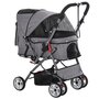 Voir la diapositive 1 : PAWHUT Poussette buggy pliable chien chat panier et sac de rangement attaches sécurité housse réglable poignée réversible acier Oxford gris chiné noir
