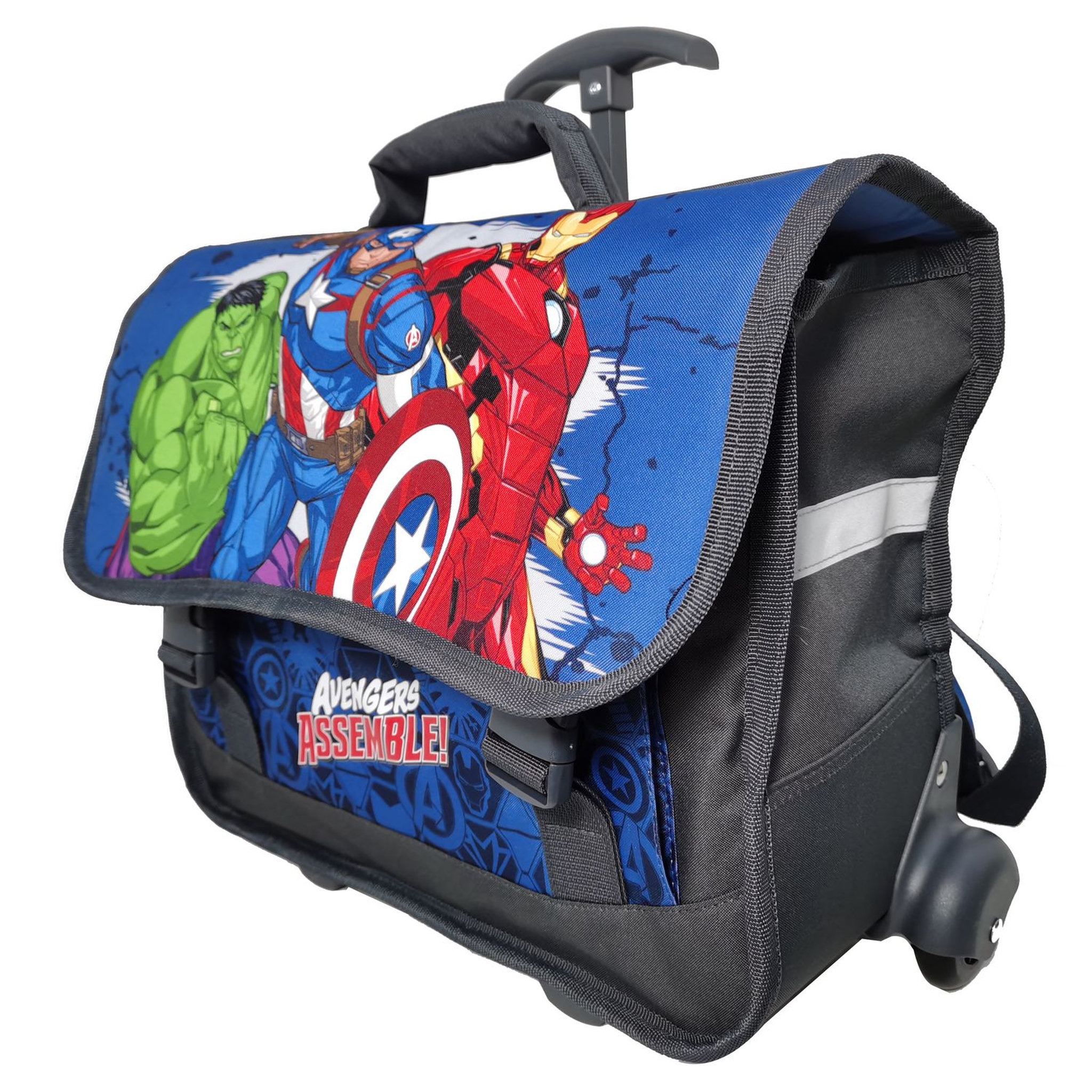 Voir la diapositive 3 : MARVEL Cartable à roulettes bleu Avengers