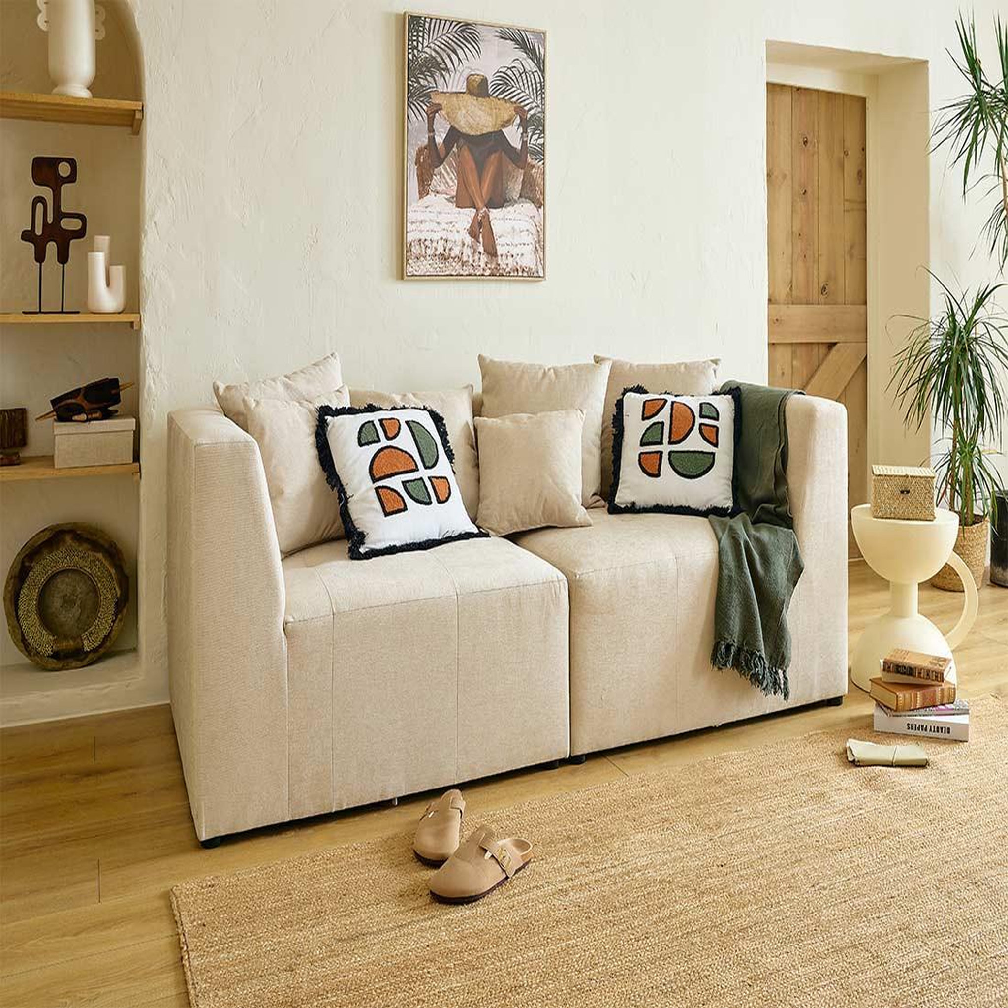 Voir la diapositive 2 : BEST MOBILIER Amalfi - module d'angle réversible - en tissu