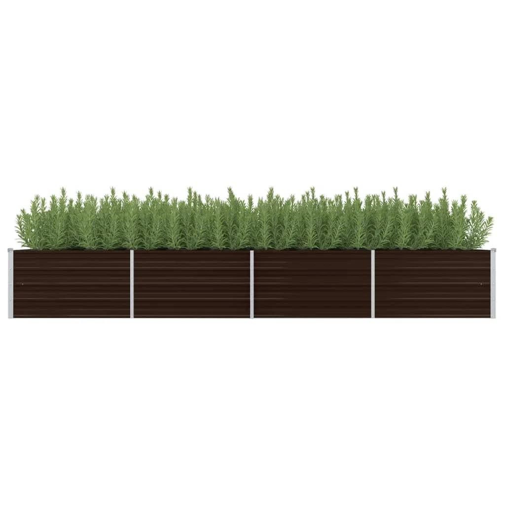 Voir la diapositive 1 : VIDAXL Lit sureleve de jardin Marron 320x80x45 cm Acier galvanise